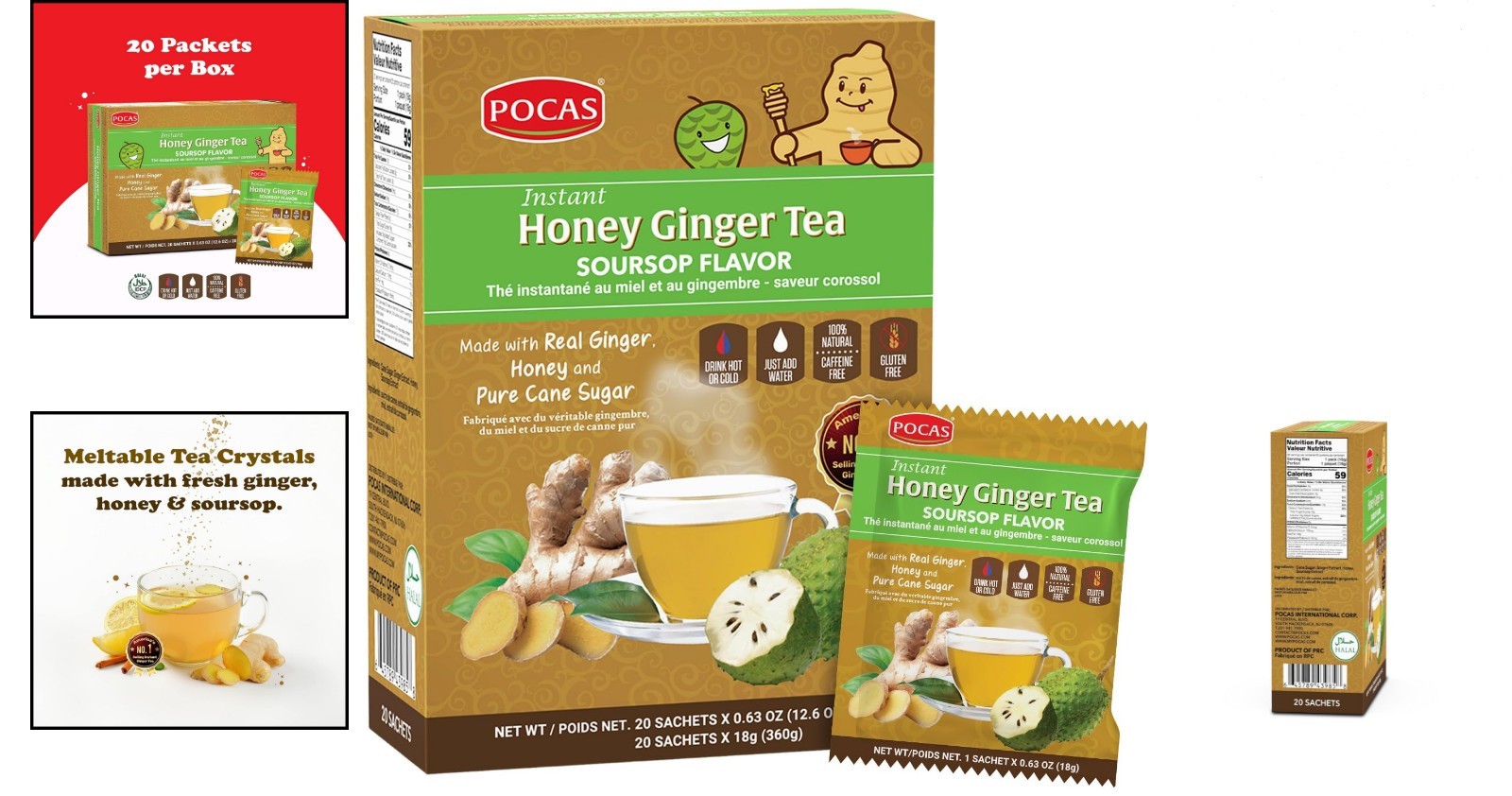 Soursop Flavored Honey Ginger Tea Powder – Boost Immunity with 20 Packets