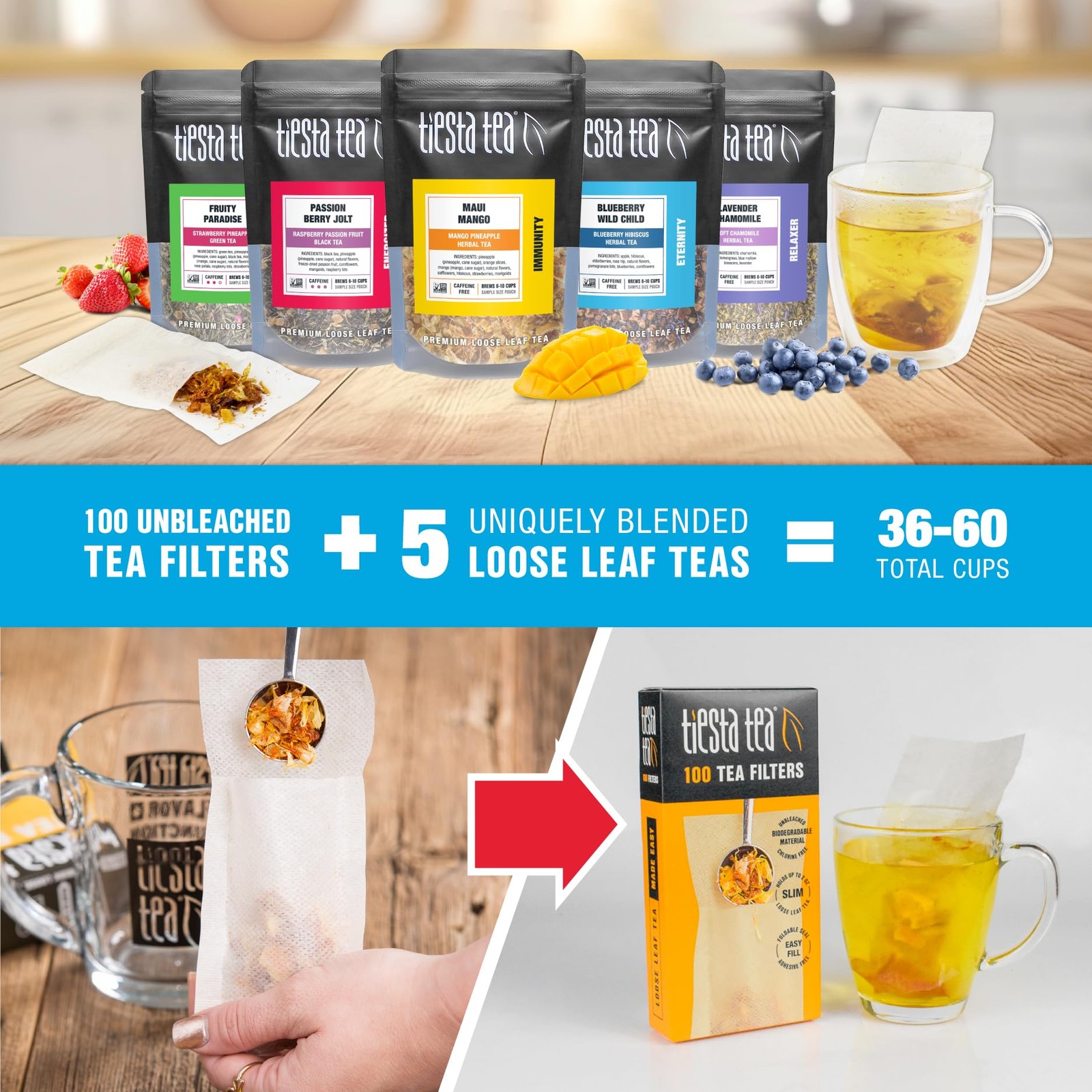 Premium Starter Loose Leaf Sampler Kit – Classic Tea Blends, High to Non Caff…