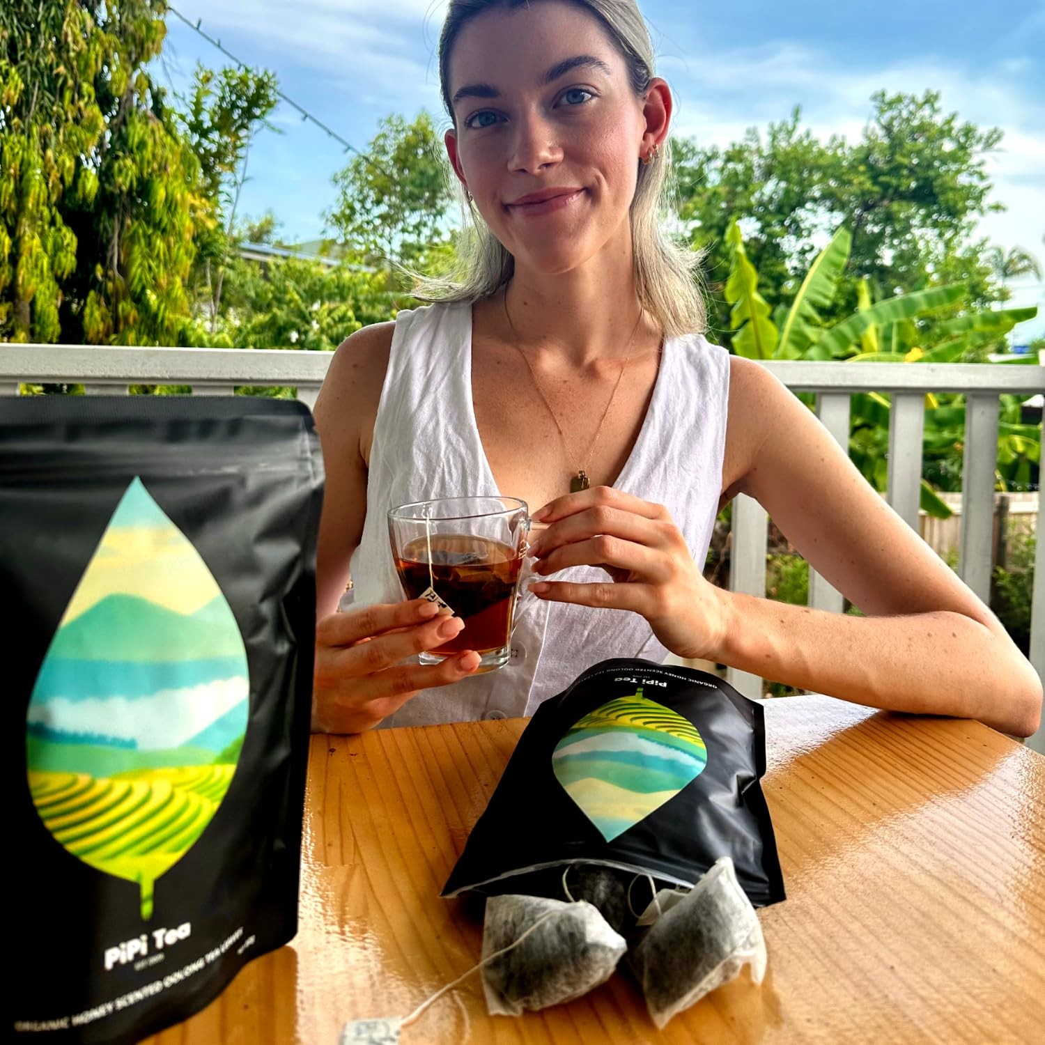 PiPi Organic Oolong Tea Bags 20ct Whole Leaf Calming Stress Weight Loss