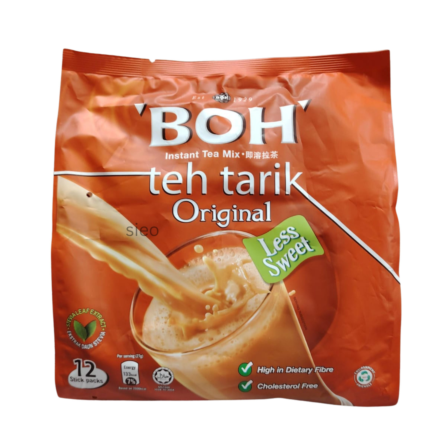 BOH Teh Tarik Original Less Sweet Instant Tea Mix 12 Stick 324g Halal Malaysia