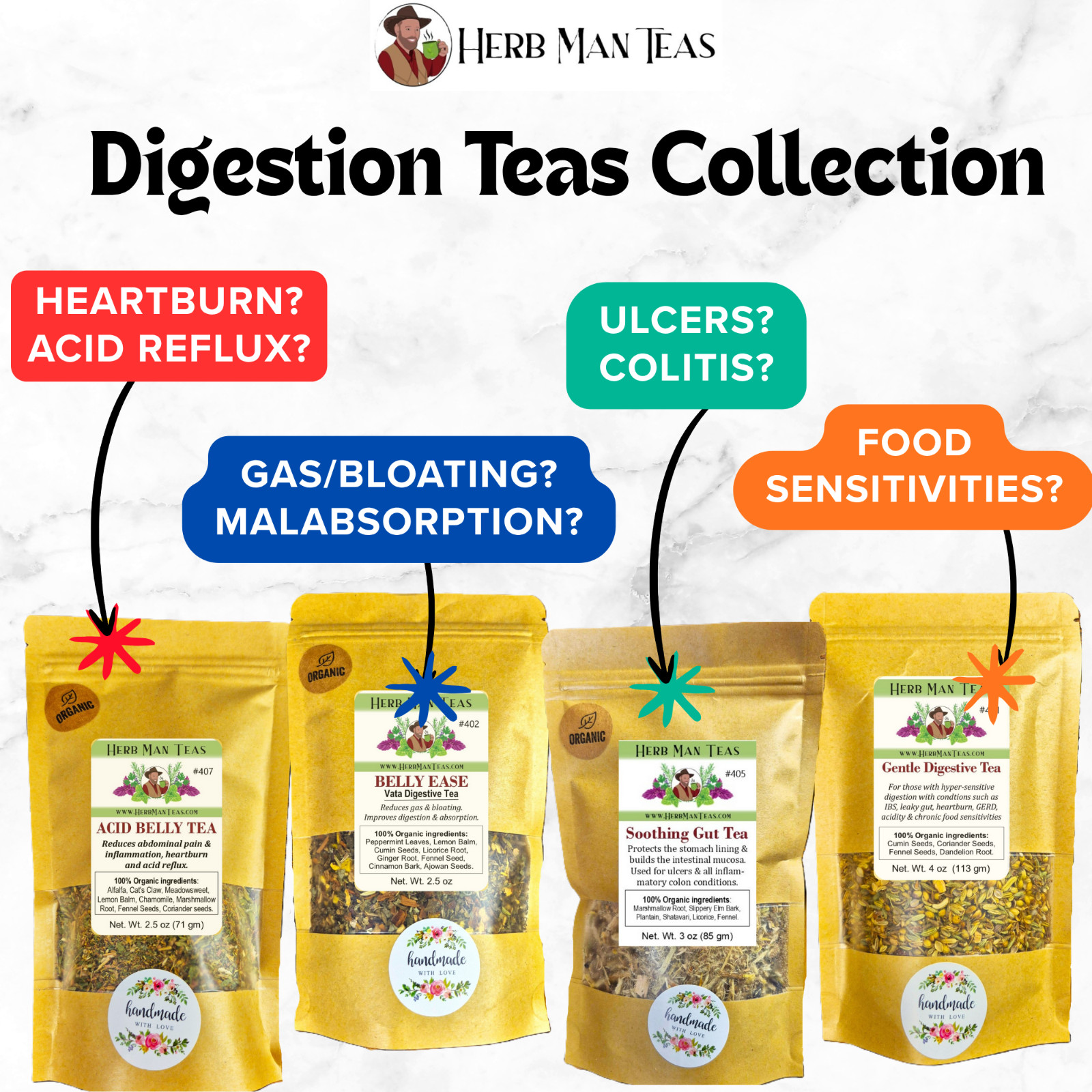 Digestive Tea for gas, bloating, weak digestion by master herbiest – Belly Ease