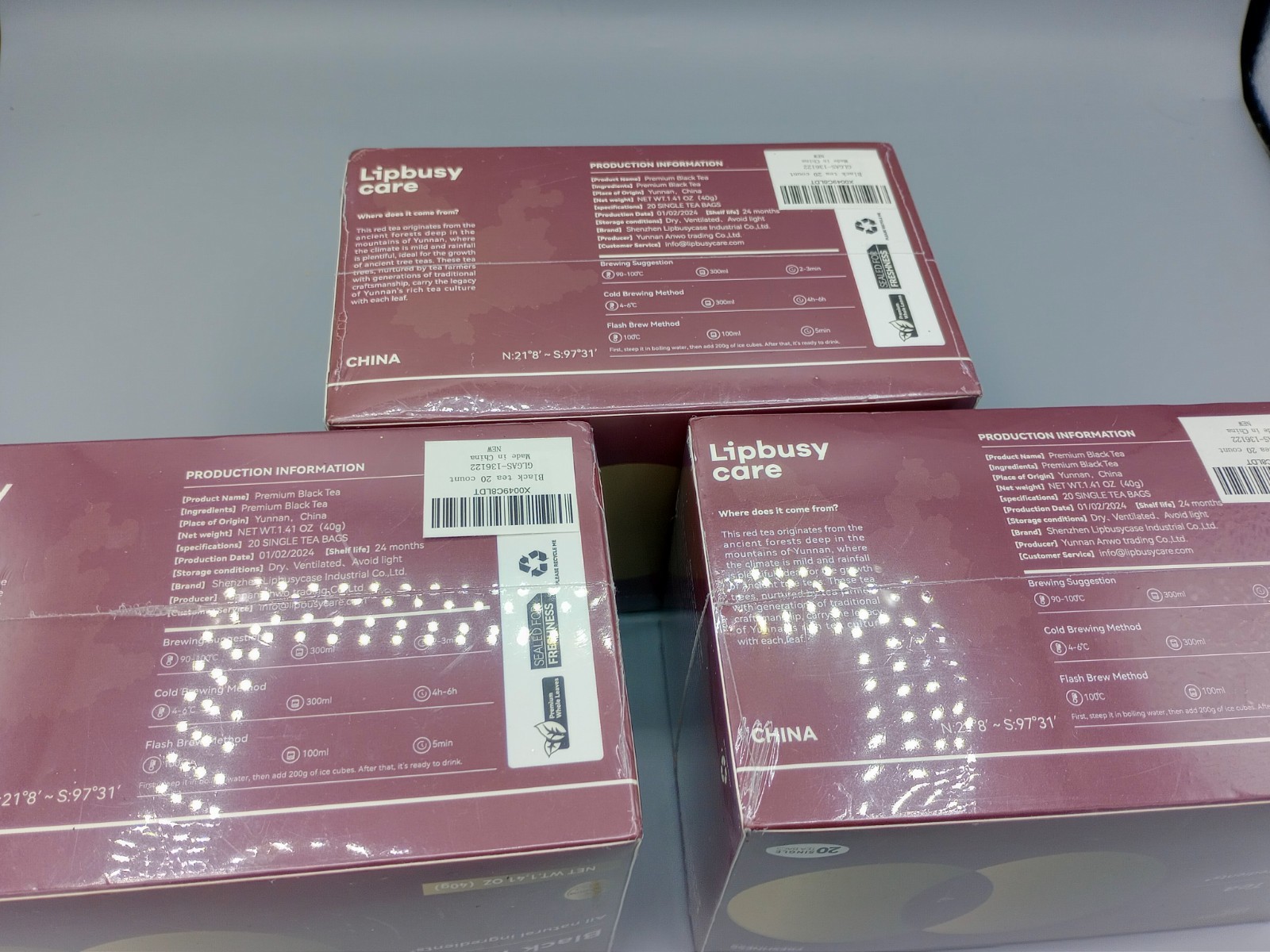 Lot of 3 – Lipbusy Care Black Tea 20 x 3 = 60 Single Tea Bags SEALED BLACK TEA