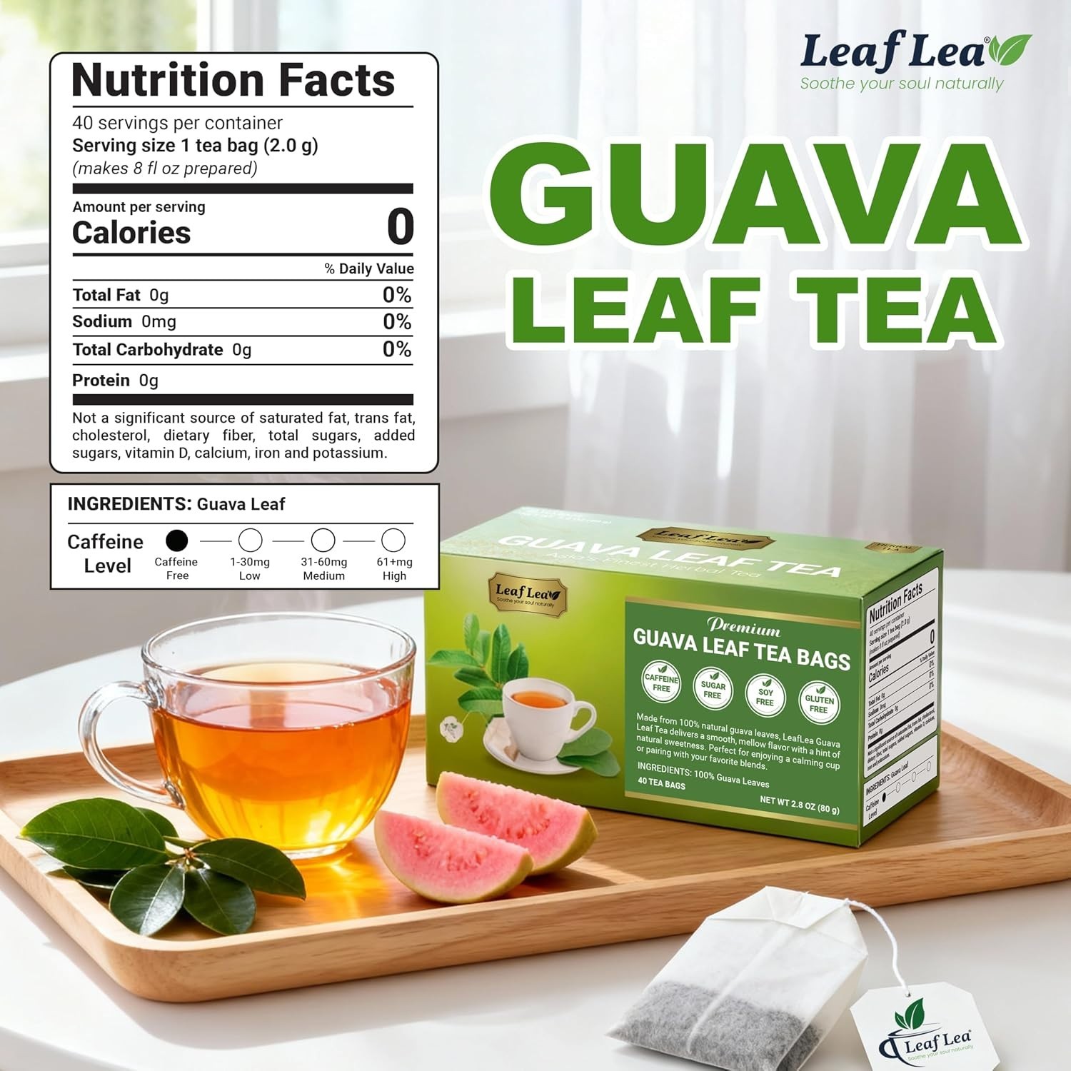 Delicate Guava Leaf Tea, 40 Bags – Clean Taste & Health Benefits in Every Sip