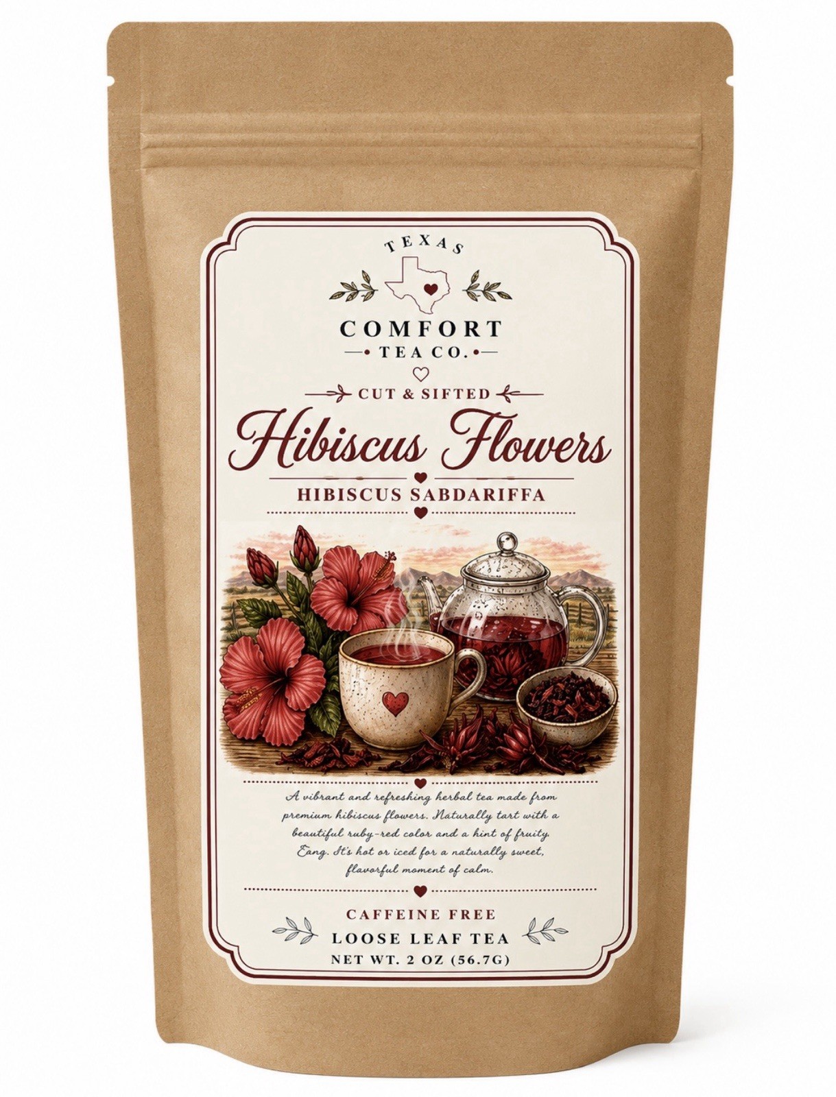 Hibiscus Flowers Hibiscus Sabdariffa Herbal Tea Caffeine Free