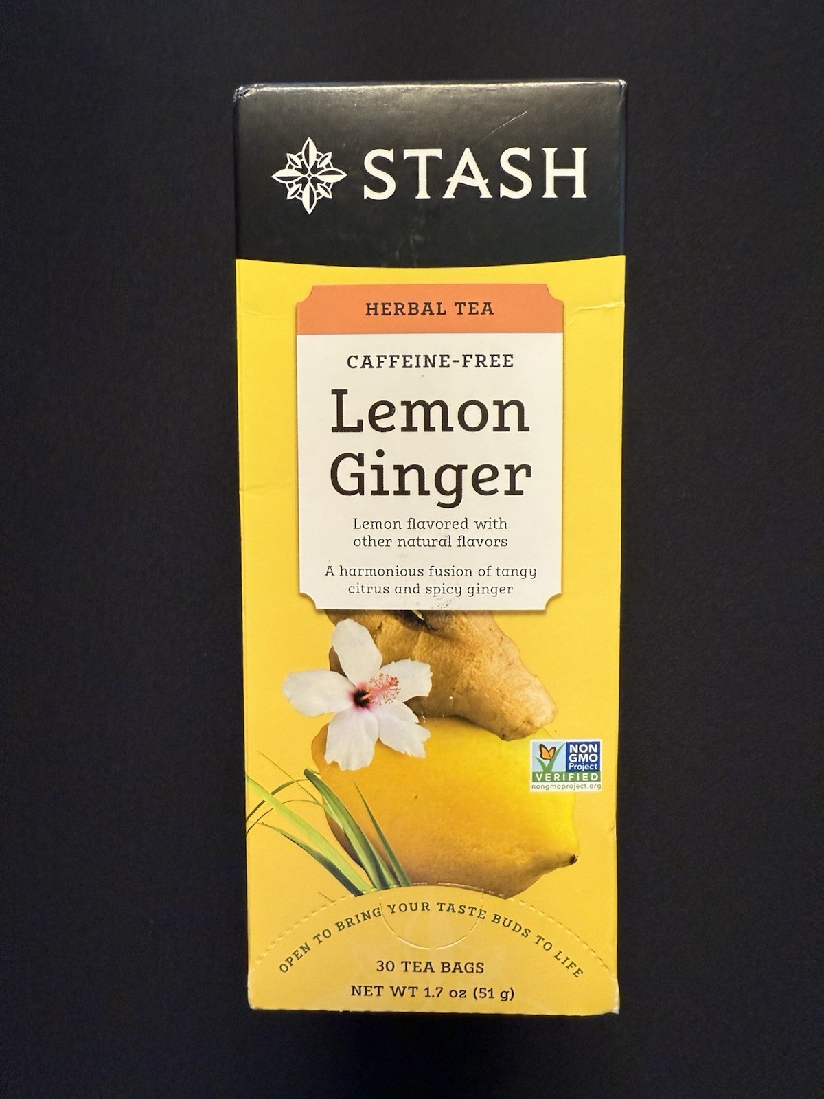 STASH TEA Lemon Ginger Tea. Caffeine Free. Herbal Tea 1 box = 30 tea bags