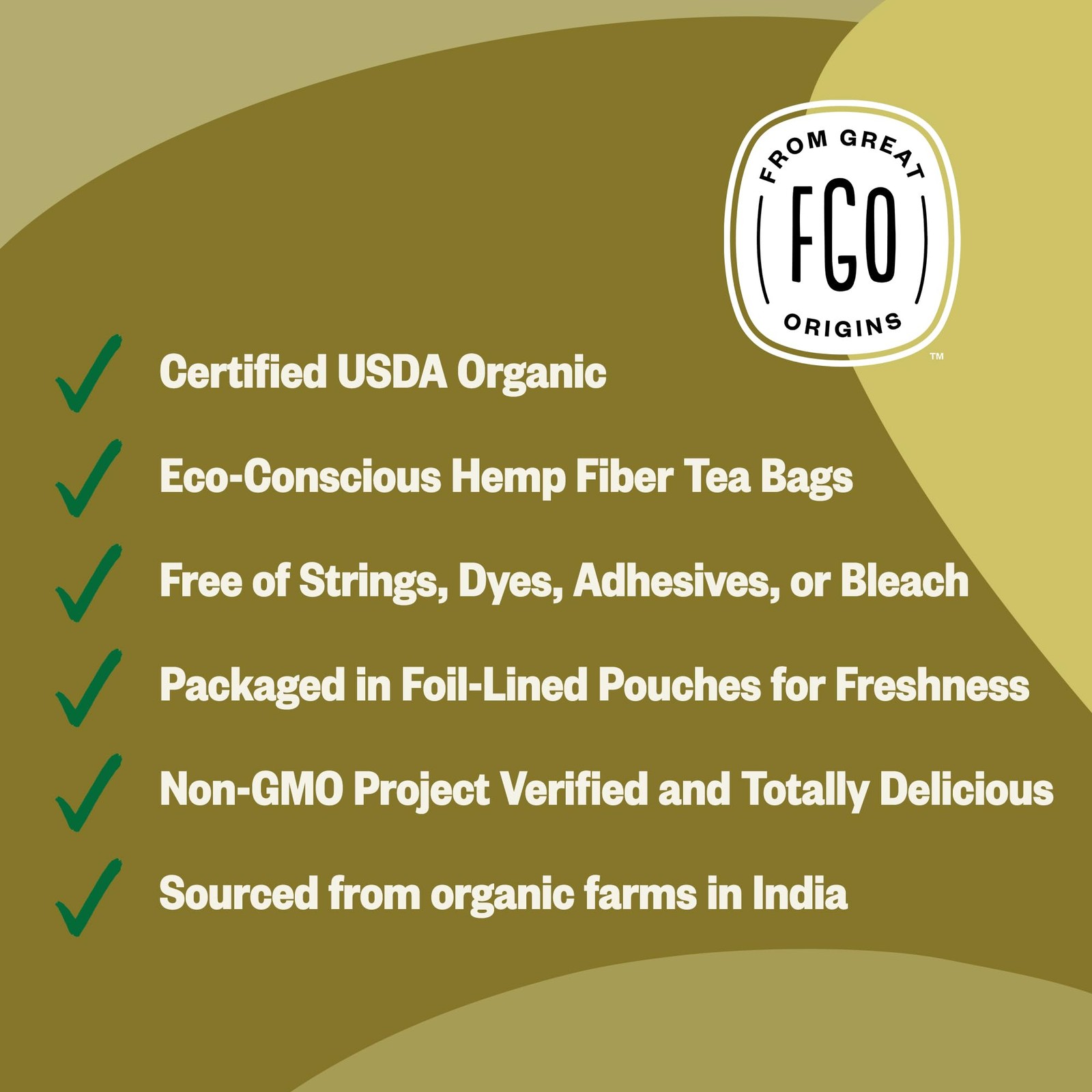 FGO Organic Ginger Tea, Eco-Conscious Tea Bags, 100 Count