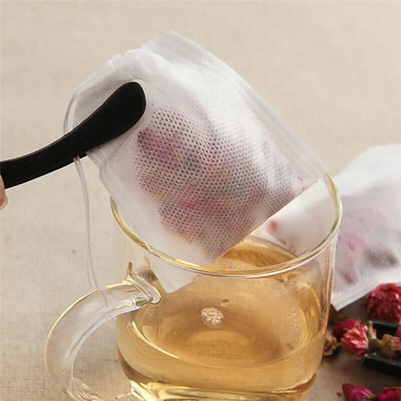 100Pcs Tea Bag Disposable Drawstring Flip Empty Teabag Herb Loose Tea Filter
