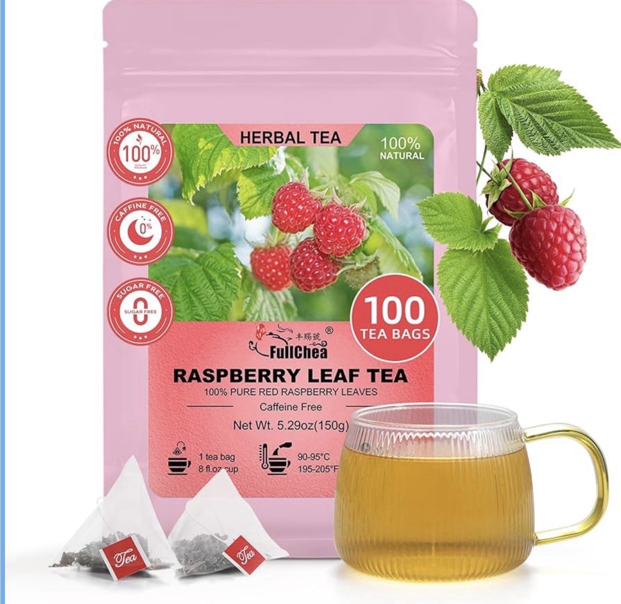 Raspberry Leaf Tea Bag | 2-Pk of 100 Count | Natural Pregnancy Tea for Women