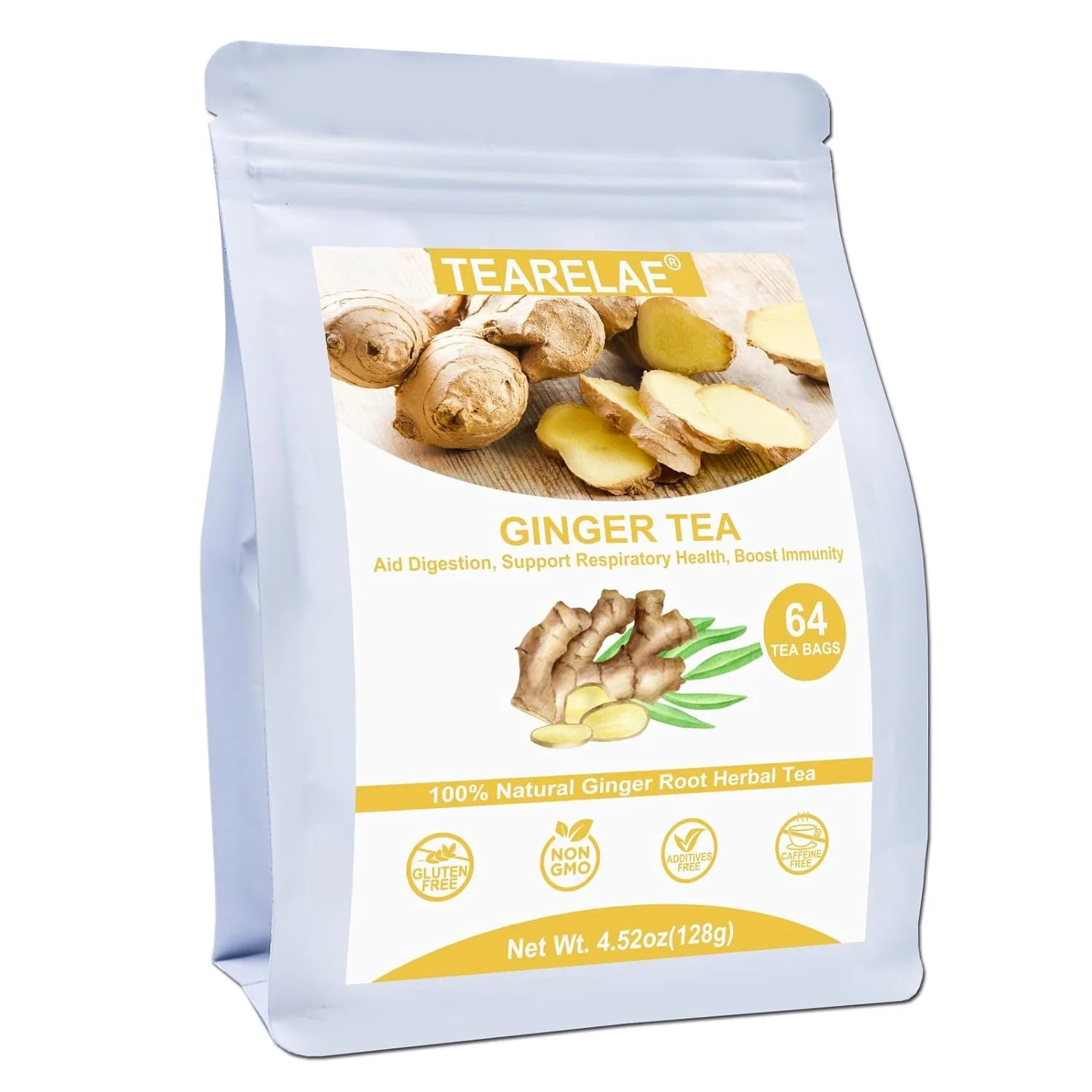 Invigorating 64 Count Ginger Tea Bags – Naturally Caffeine-free Herbal Delight
