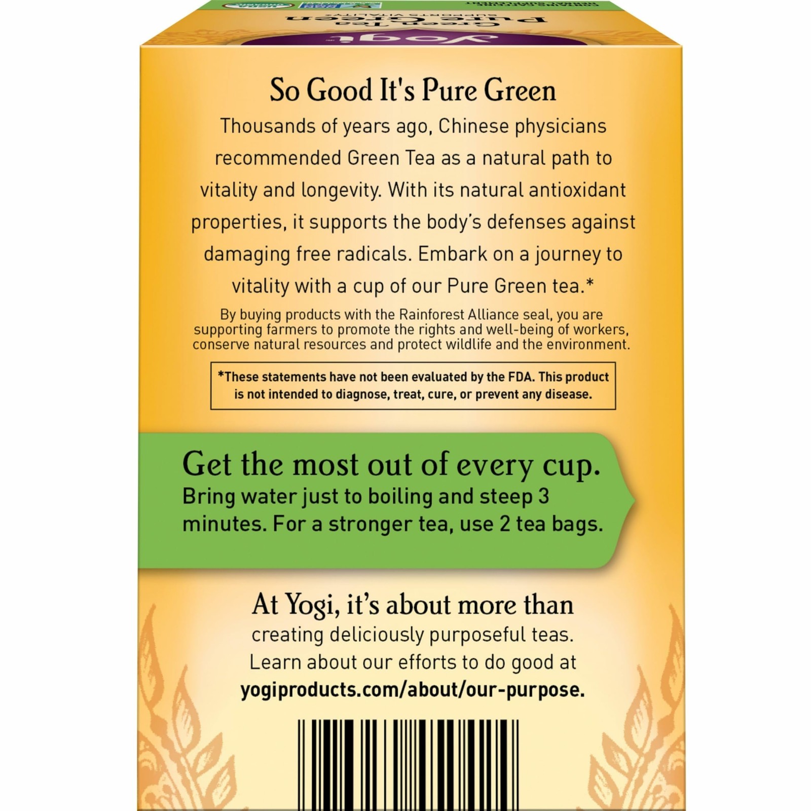 Yogi Tea Pure Green – 16 Bags per Pack (6 16 Count (Pack of 6), Yellow