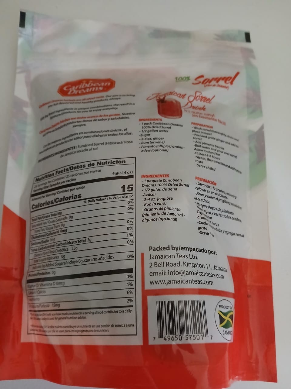 Caribbean Dreams 100% Natural Dried Sorrel (Flor de Jamaica) 100g