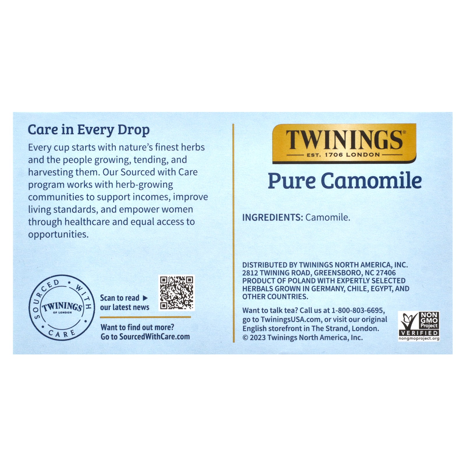 Pure Herbal Tea, Pure Camomile, Caffeine Free, 50 Tea Bags, 2.65 oz (75 g)