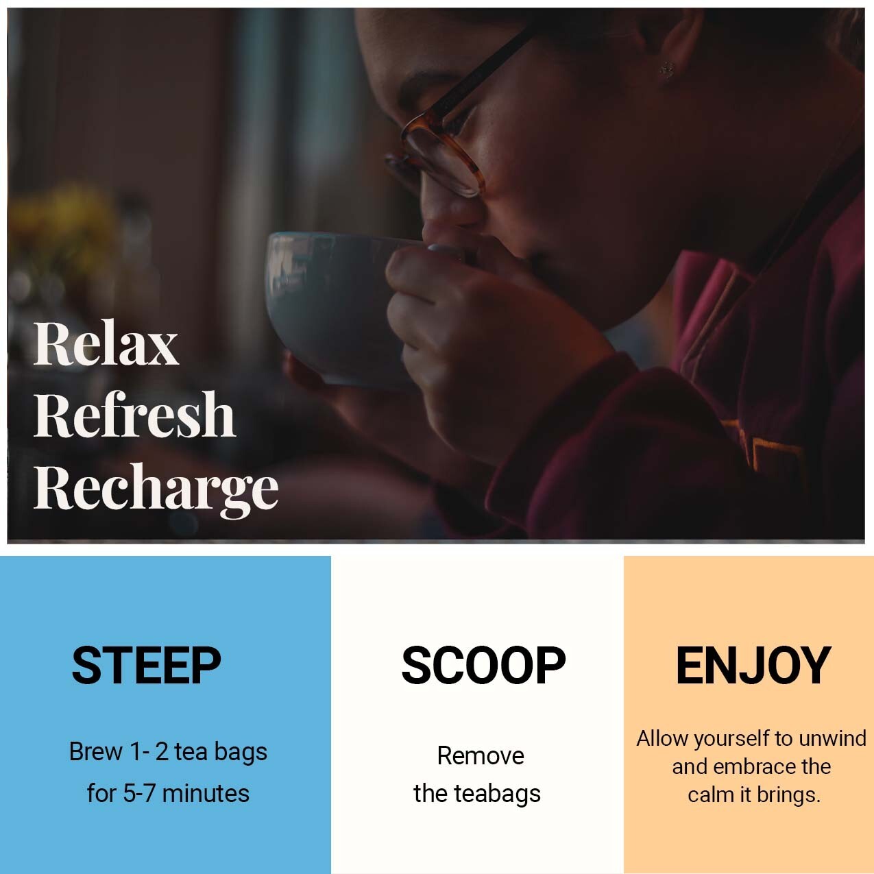 Organic Anti Stress Tea 80 Bags, Anxiety Tea For Stress Relief and Relaxation