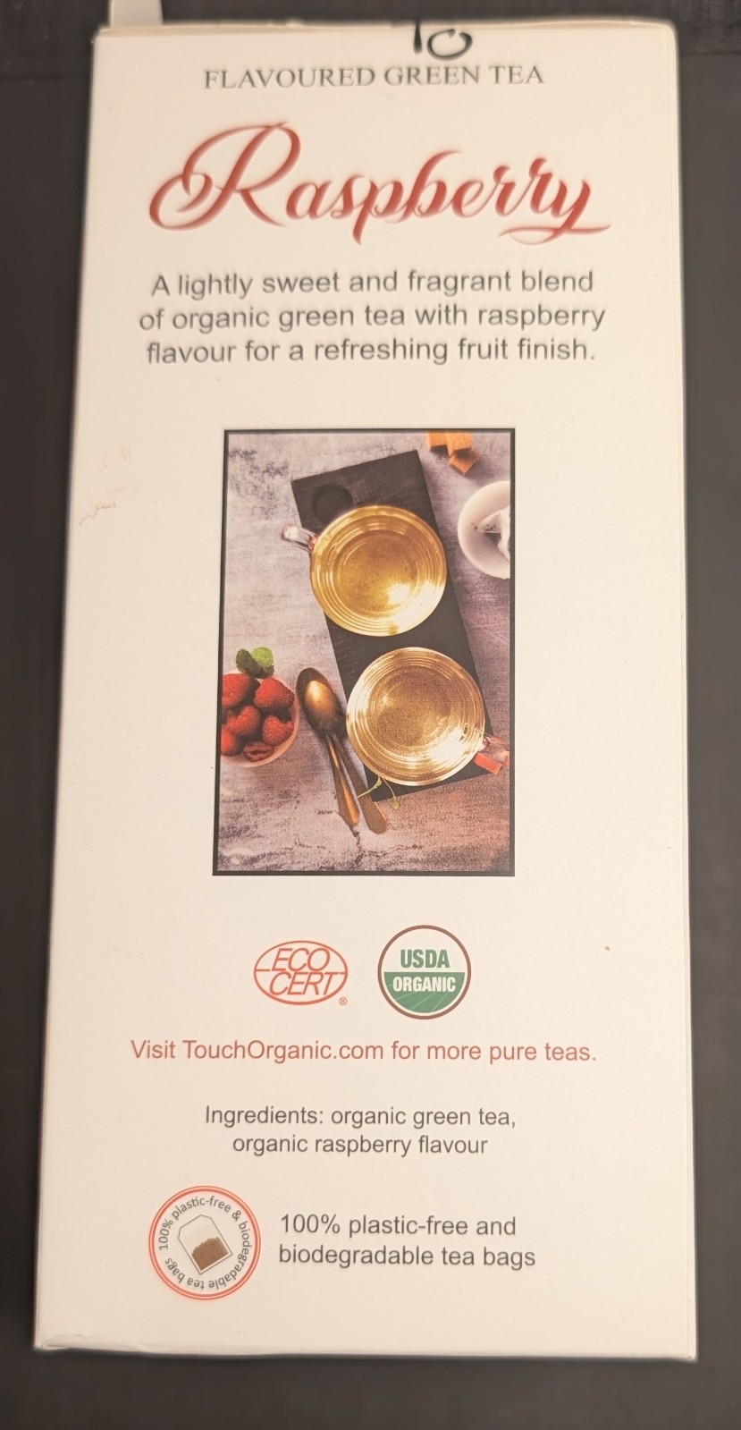 Touch Organic Raspberry Green Tea 40 Tea Bags Best By 11/05/2027 USDA ORGANIC
