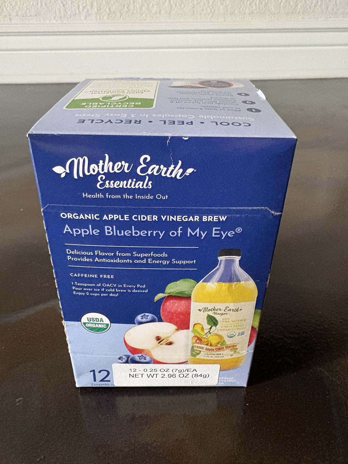 Mother Earth Organic Apple Cider Vinegar Blueberry 12 Pods Caffeine Free