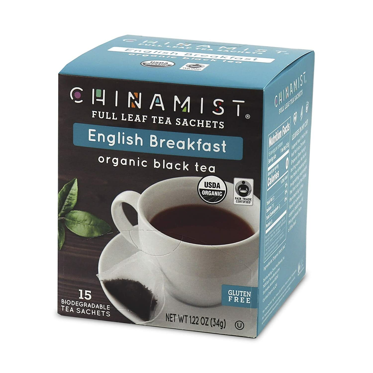 China Mist English Breakfast Organic Black Tea, 6/15 count boxes