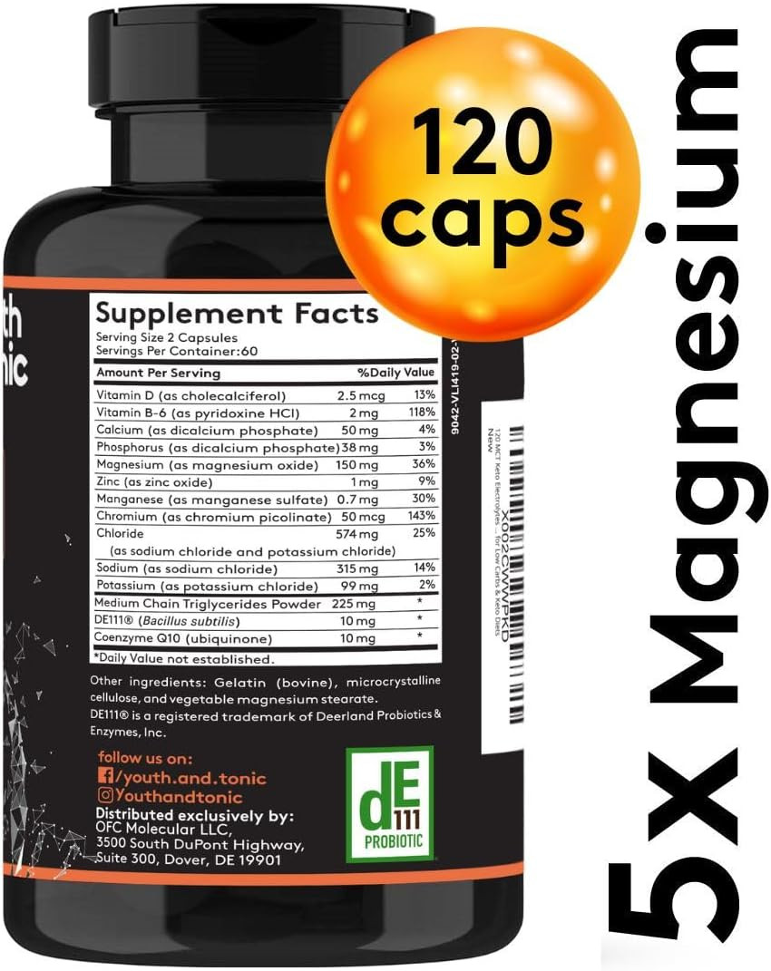 120 MCT Keto Electrolytes Pills | 150 mg Magnesium Probiotics Co Q 10 |…