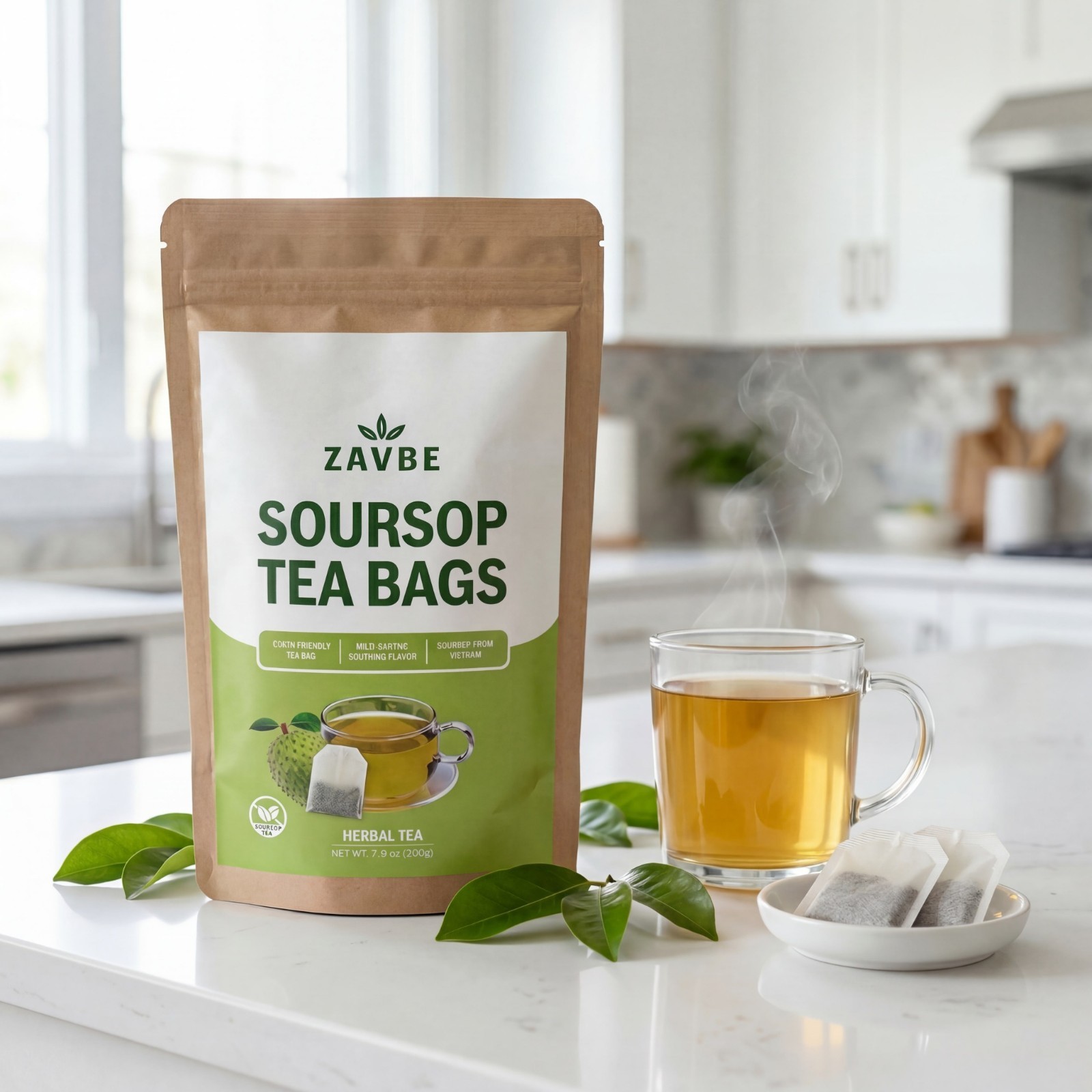 100 Soursop Tea Bags – Pure Soursop Graviola Tea | Caffeine‑Free Non‑GMO ZAVBE