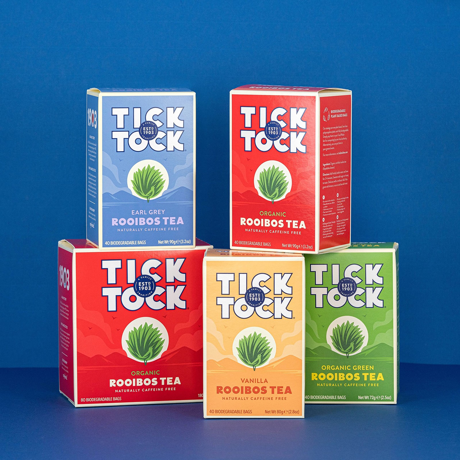 TICK TOCK TEAS Organic Rooibos Tea Bags – Naturally 80 Count (Pack of 1), Red