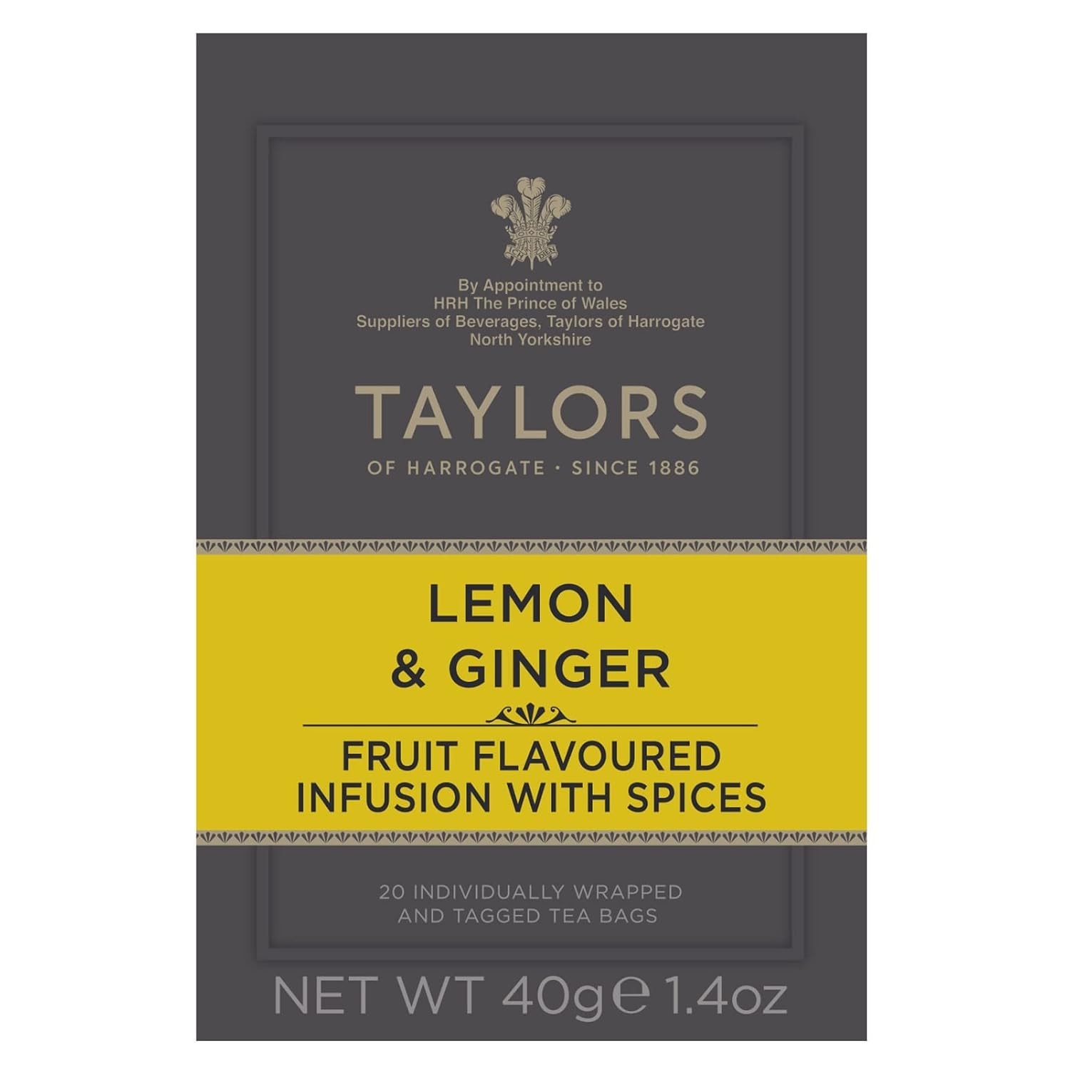 Eco-Friendly Lemon & Ginger Herbal Tea – 40 Individually Wrapped, Friendly