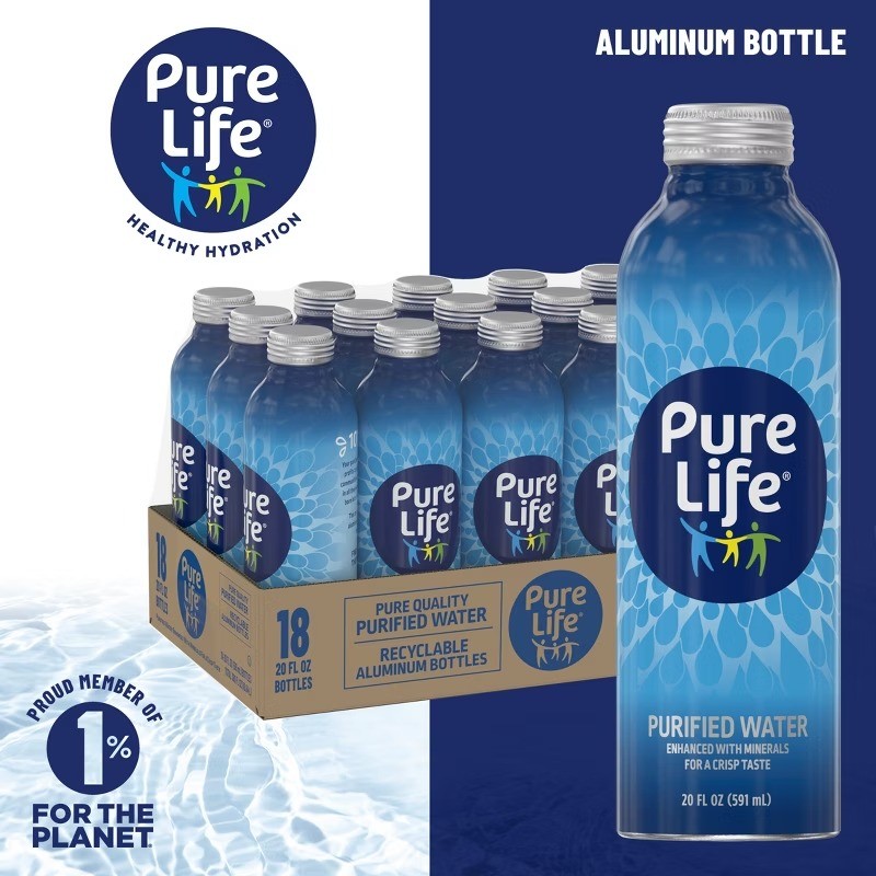 Purified Water – 18 Pack/20 Fl Oz Aluminum Bottles