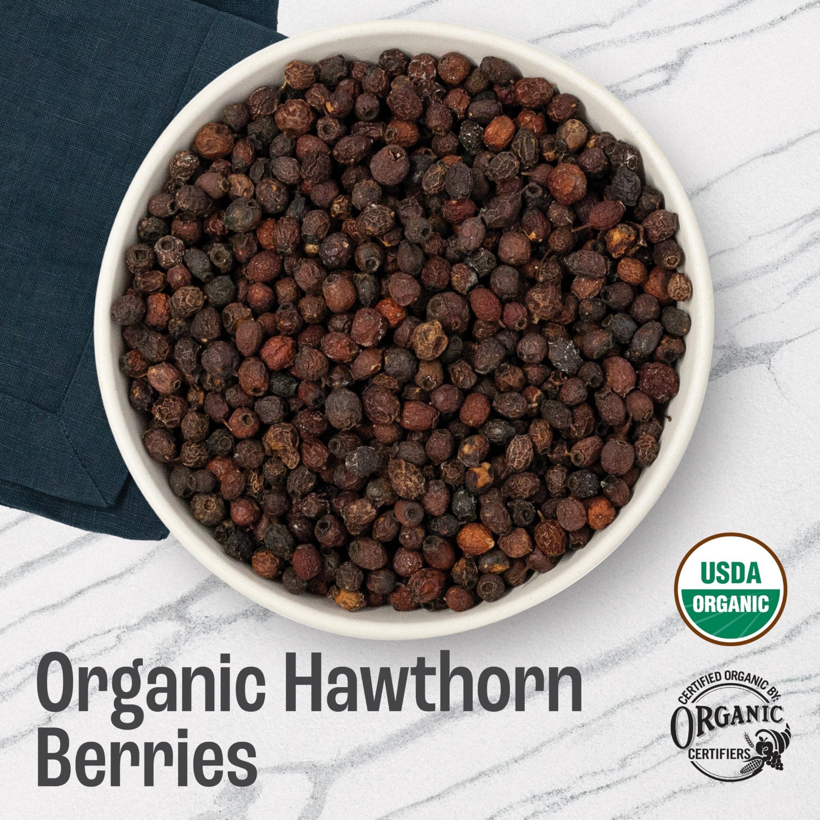 Organic Dried Hawthorn Berries 16oz – Whole, Bulk, Resealable Bag, Tea Ingredien
