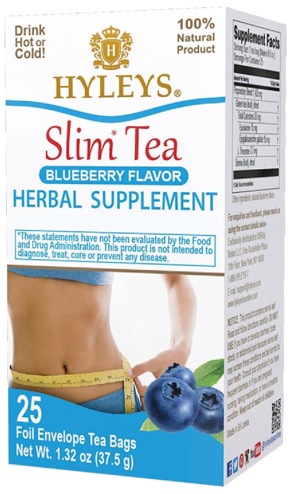 Hyleys Slim Tea Blueberry Flavor – Weight 25 Count (Pack of 1),