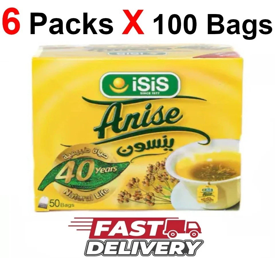 Isis Egyptian Anise Herbal Organic All Natural ايزيس ينسون ( 6 Packs X100 Bags )