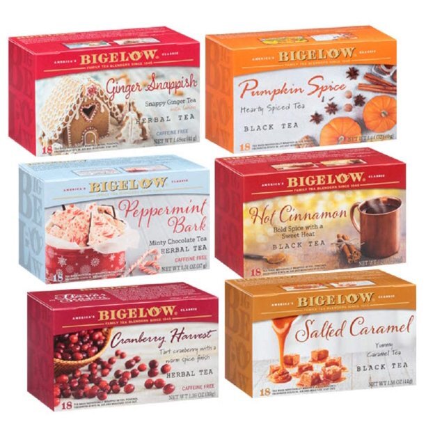 Bigelow Tea Bags – 18 or 20 Per Box – 6/Case (select flavor below)