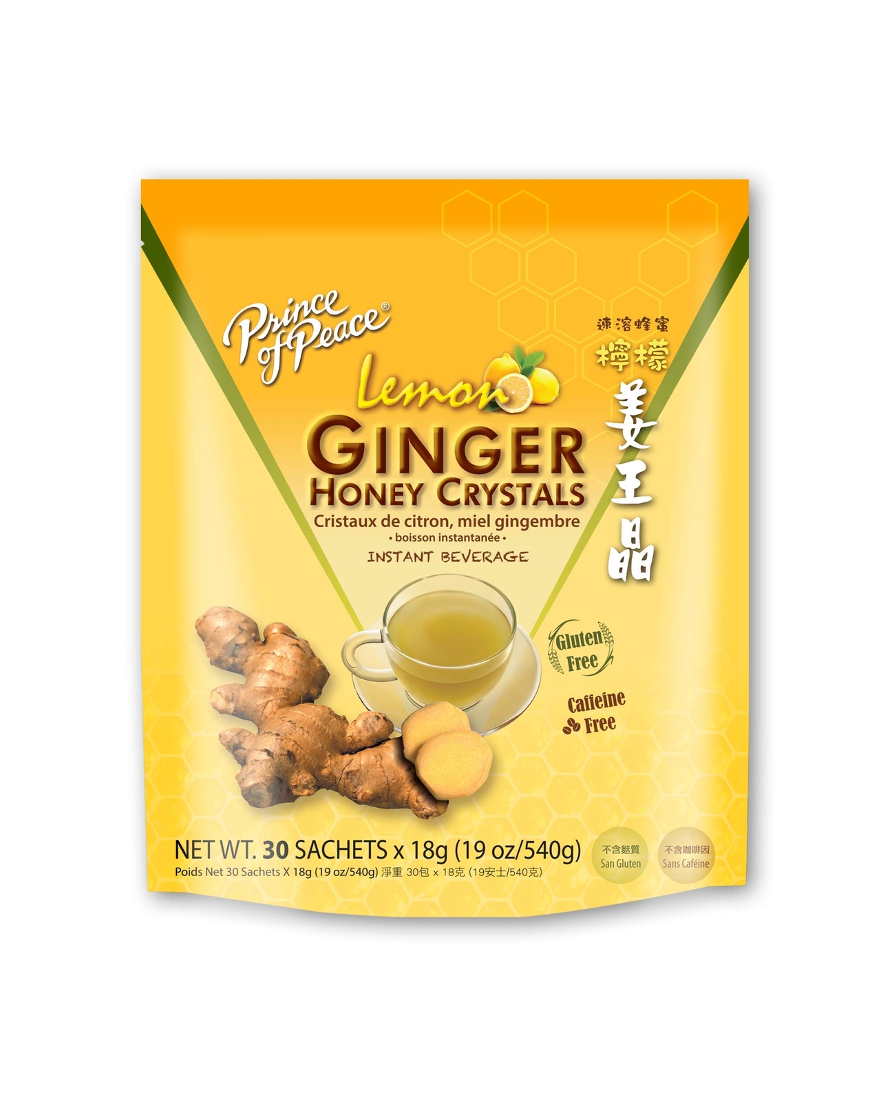 Instant Lemon Ginger Honey Crystals Tea Natural Soothing Drink 1 Count