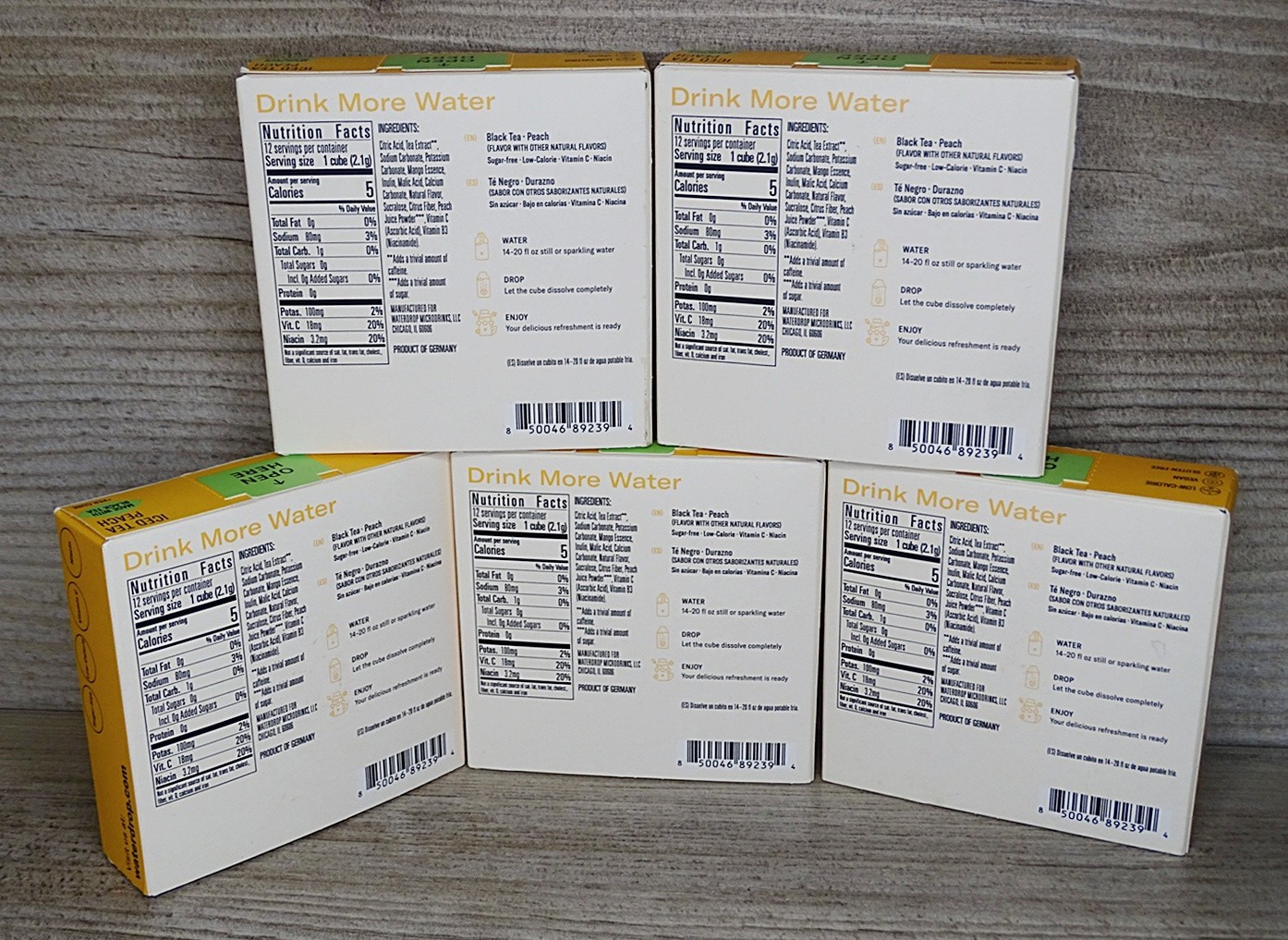 Lot of 5 Waterdrop Microdrink Iced Tea Peach – 60 Servings Total – Zero Sugar