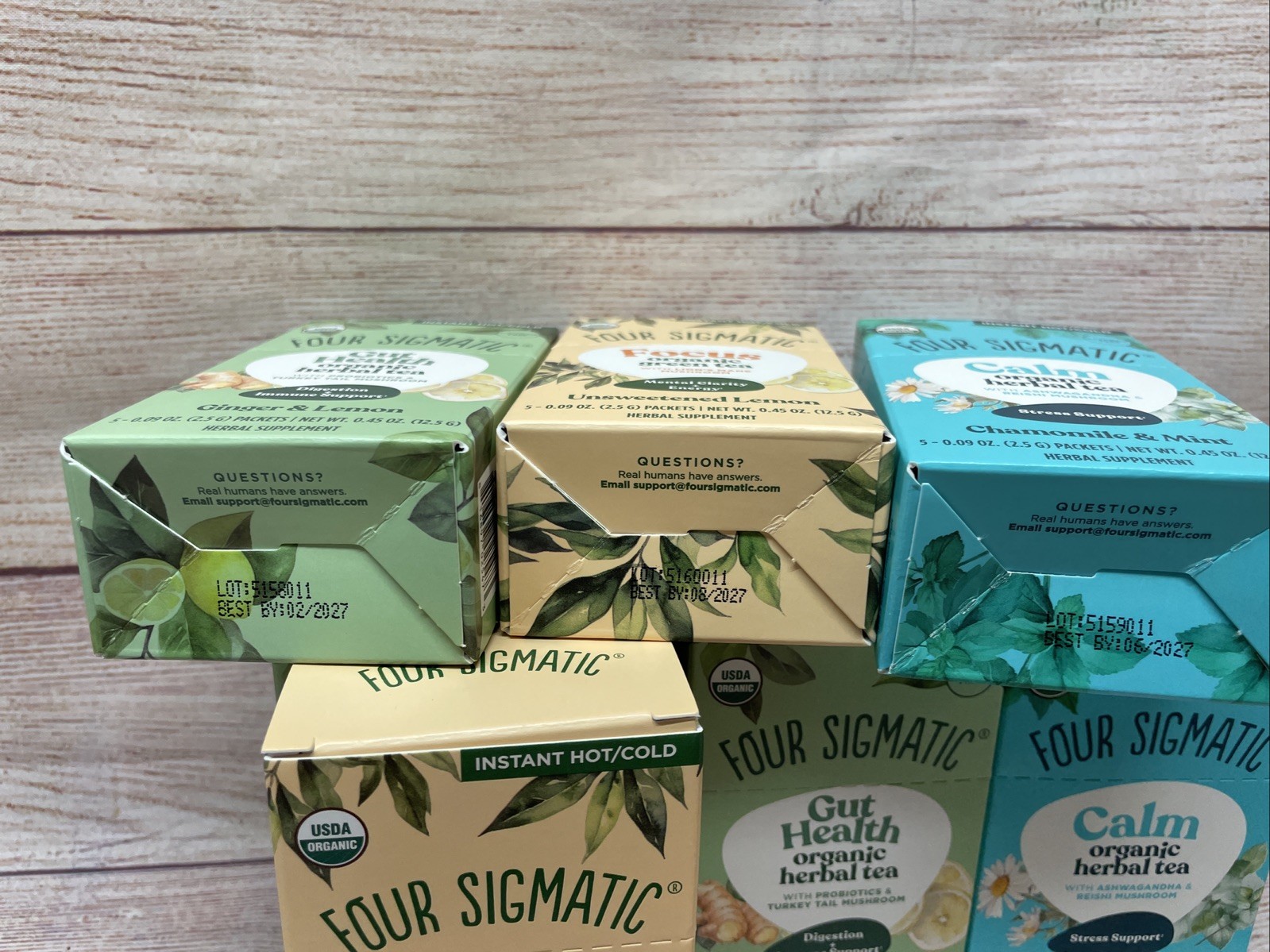 Lot 10 Pack Four Sigmatic Organic Tea Packets Chamomile&Mint, Lemon,Ginger&Lemon