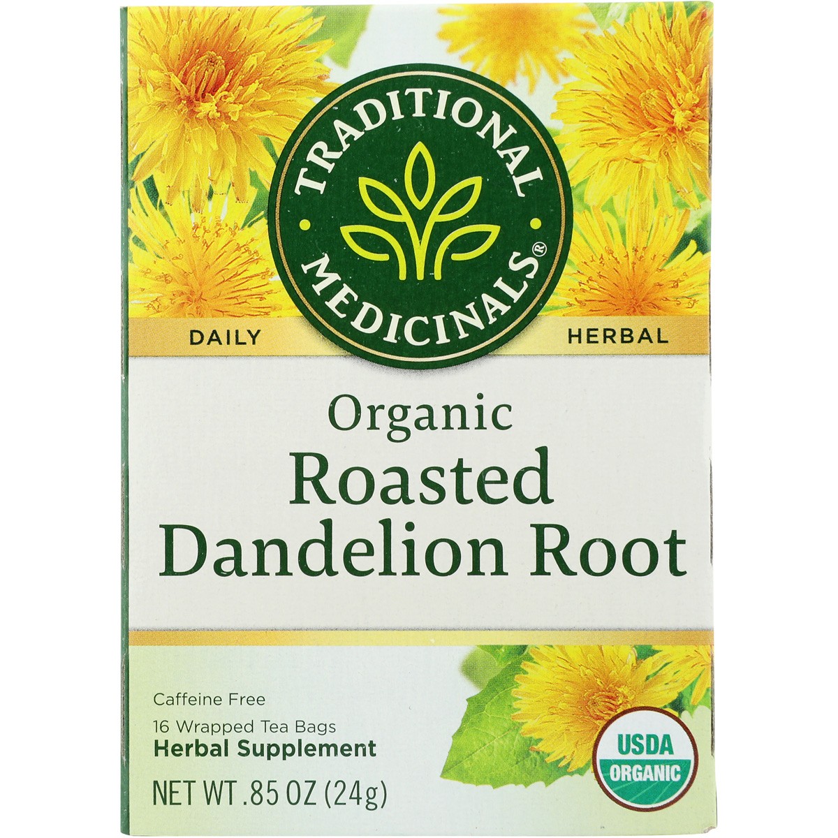 Traditional Medicinals Organic Roasted Dandelion Root Tea 16 Bag 3 Pack