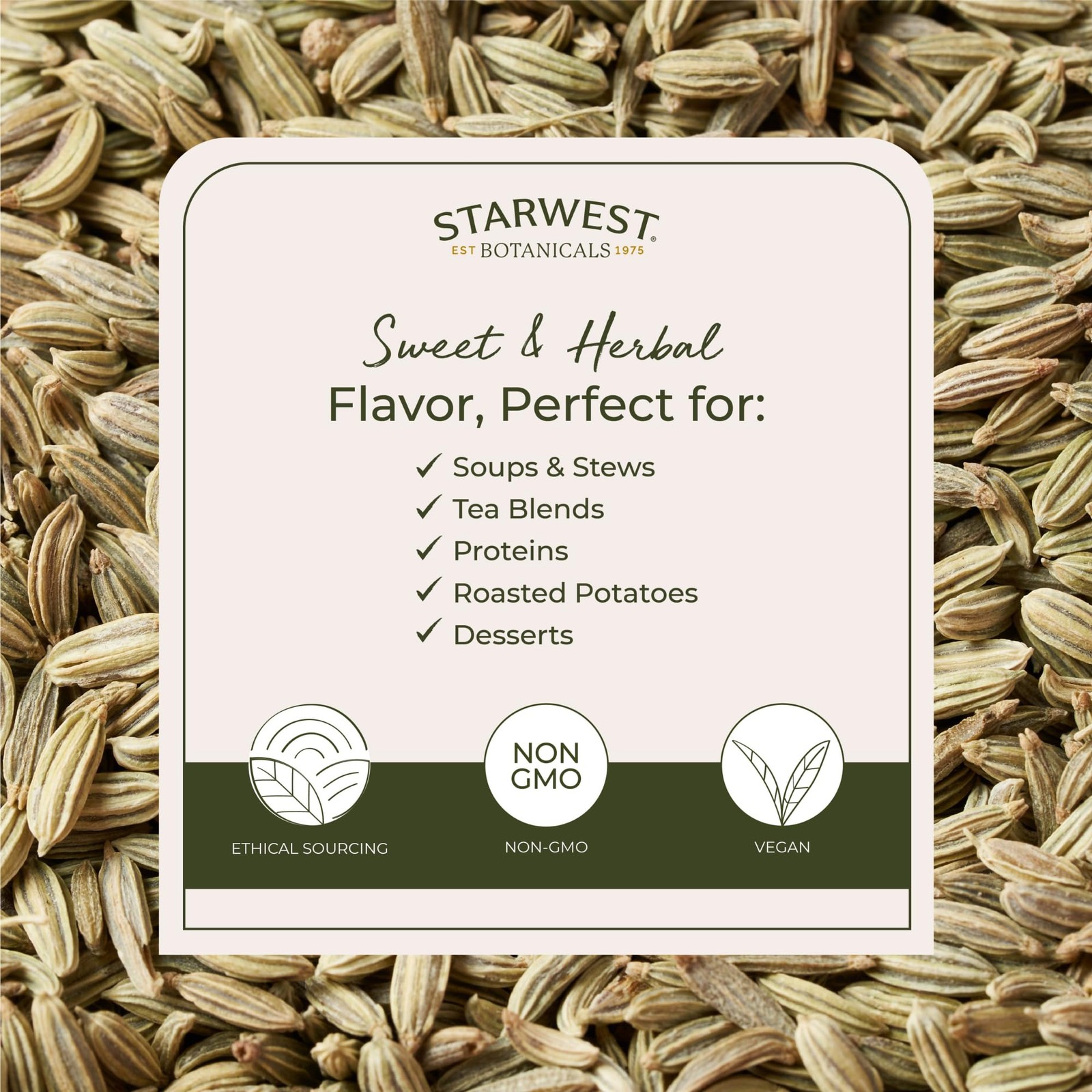 Starwest Botanicals Organic Fennel Seed – Dried 1 Pound (Pack of 1), Tan