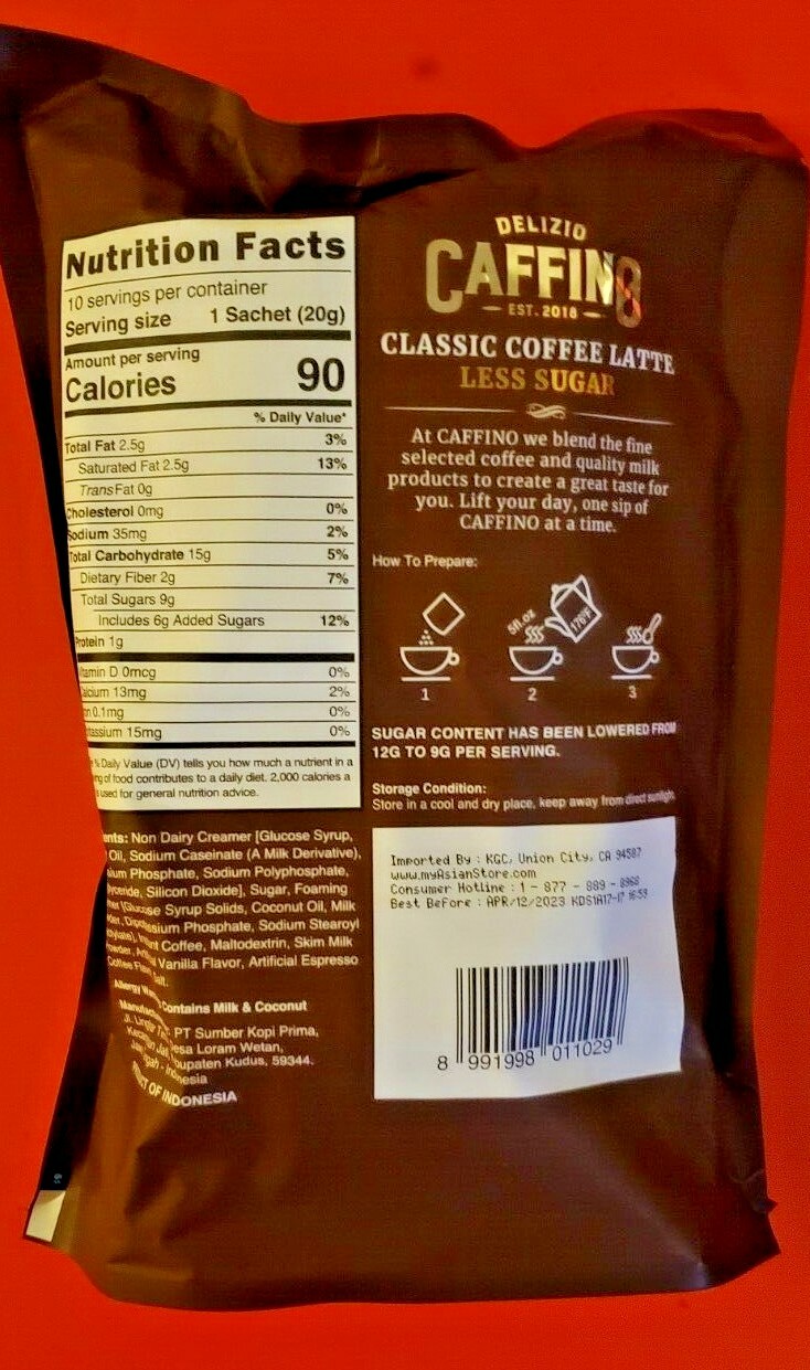 3 VARIETY PACK DELIZIO CAFFINO COFFEE LATTE 3 IN 1 INSTANT COFFEE WITH MILK