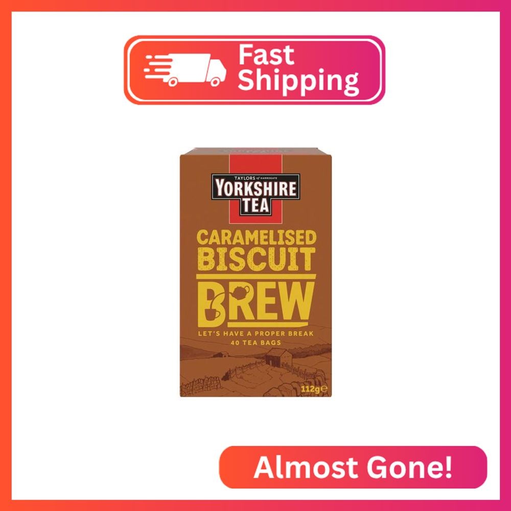 Yorkshire Tea Caramelised Biscuit Brew, Pillow Tea Bags, 40 Count (Pack of 1), C