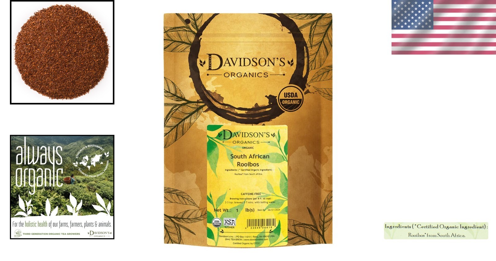 Organic South African Rooibos Loose Leaf Tea 16-Ounce – Caffeine-Free Wellness