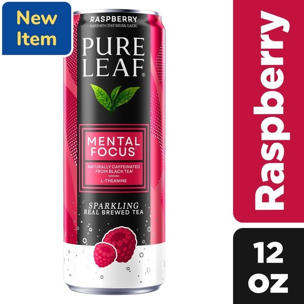 Pure Leaf Raspberry Sparkling Tea 12oz 12 Pack Cans Refreshing Beverage