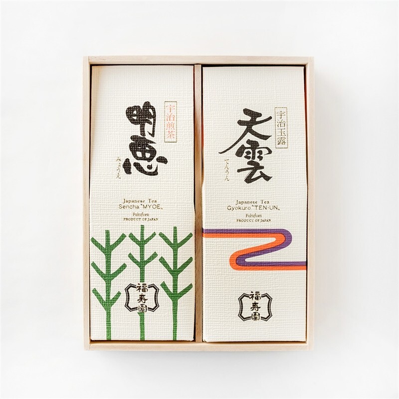Kyoto Fukujuen Uji Tea Set Uji Gyokuro Sencha in Wooden Box Japan