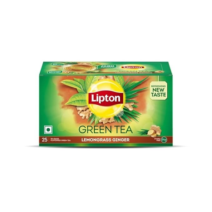 Lipton Lemongrass Ginger Green Tea 25 Bags | Detox & Weight Management | 33g
