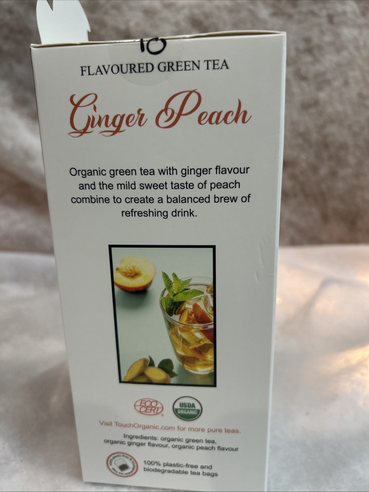 Touch Organic GINGER PEACH GREEN Tea Bags, 40 Bags, 2.5 oz