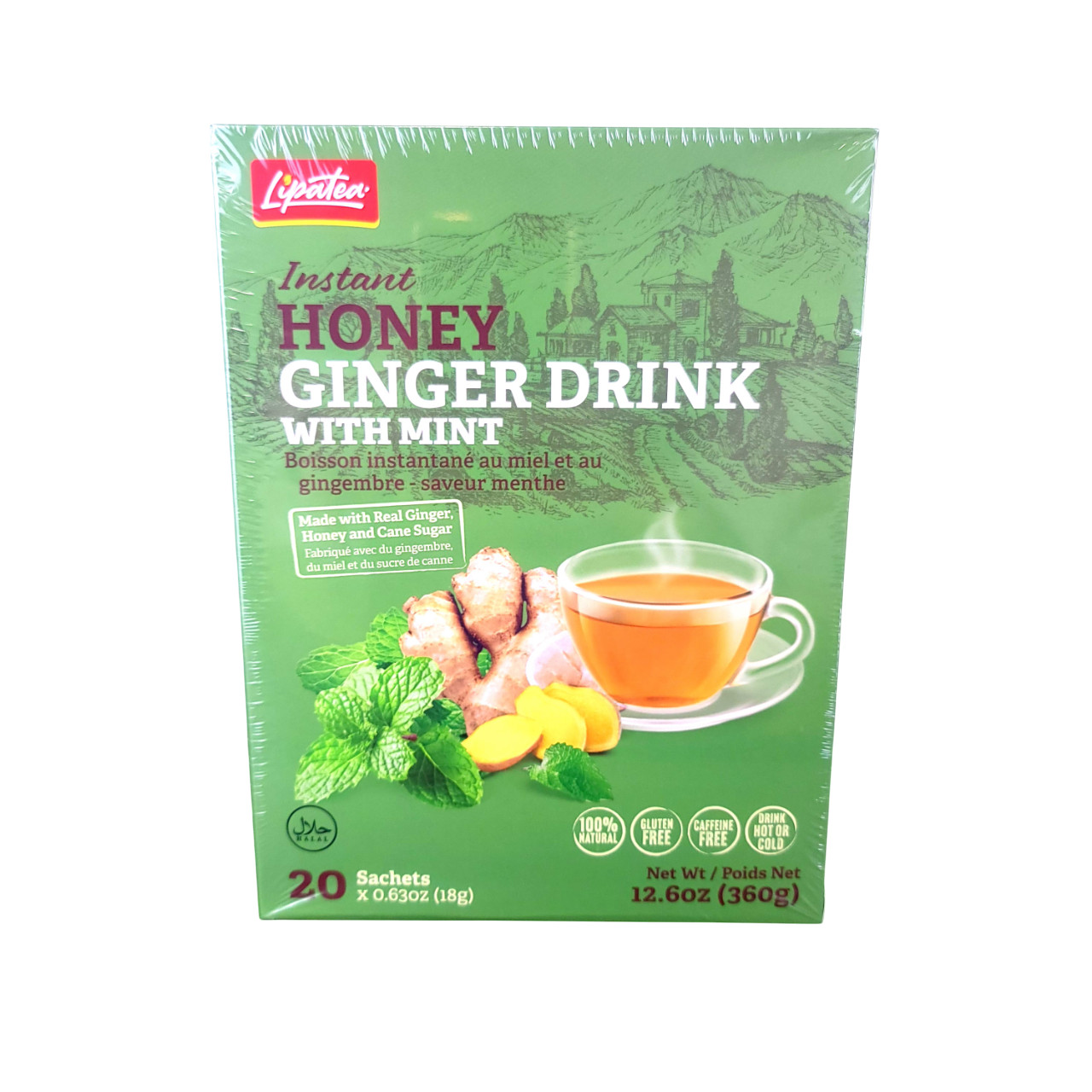 Instant Honey Ginger Drink With Mint By Lipatea 20x Sachets (18g x 20) Net Wt