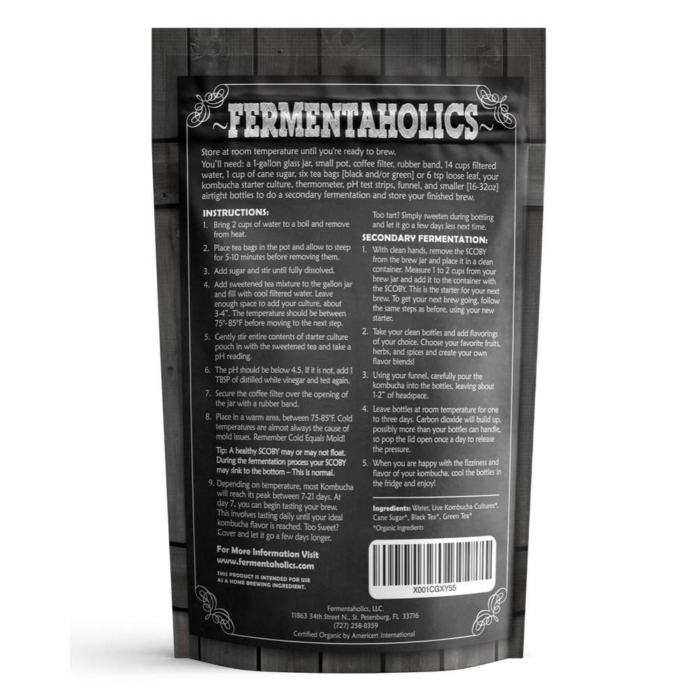 Organic Kombucha Starter Kit 15oz SCOBY Makes One Gallon Brew at Home