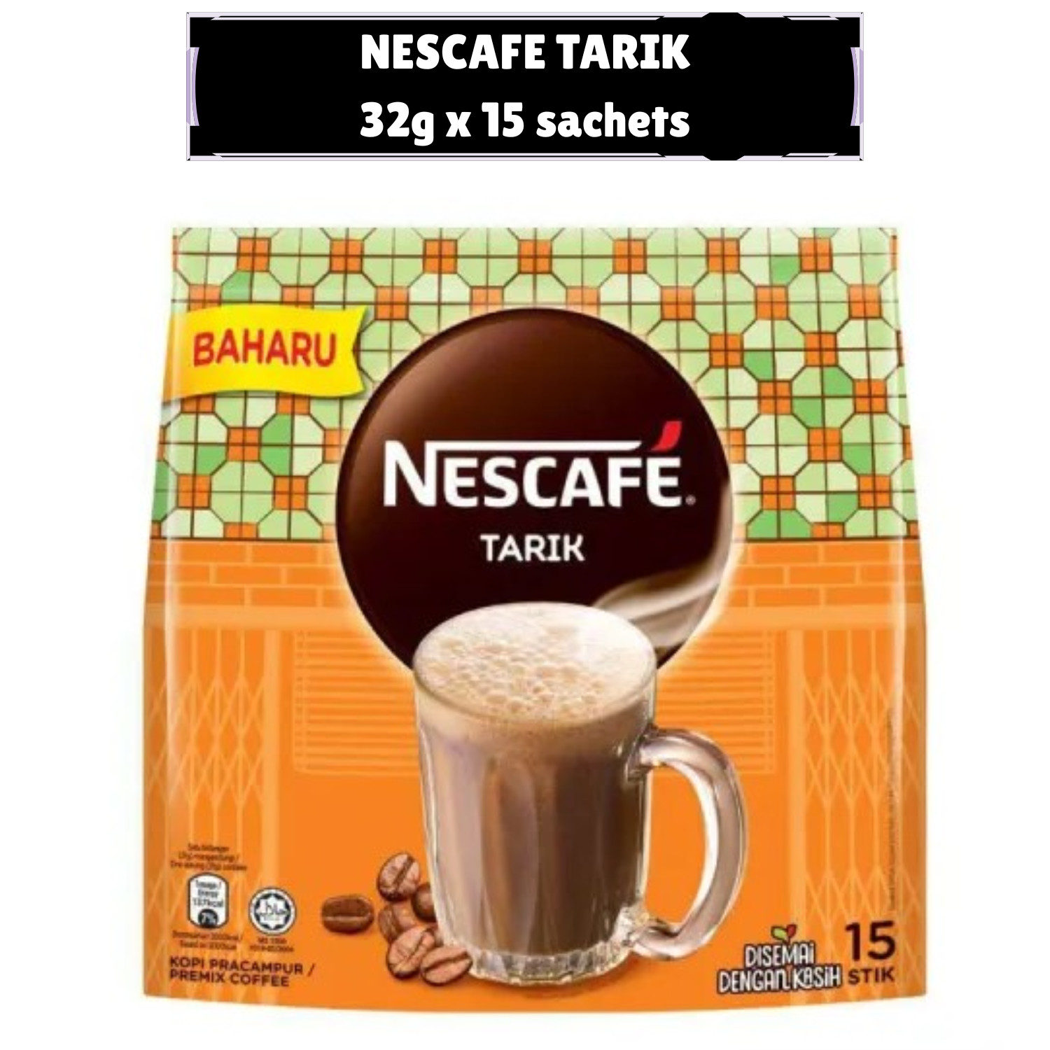 NESCAFE TARIK 3 in 1 Instant Coffee Mix 15 Sachets Malaysian Premix Coffee