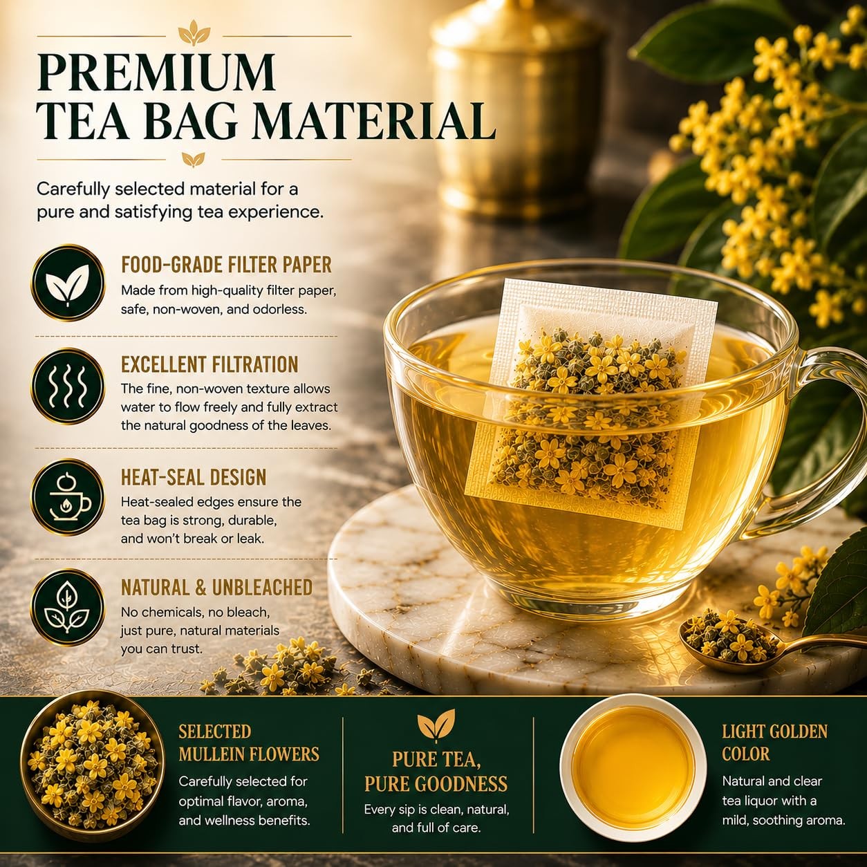 65 Count Value Pack Premium Mullein Leaf Tea Bags – 100% Pure Natural Herbal …
