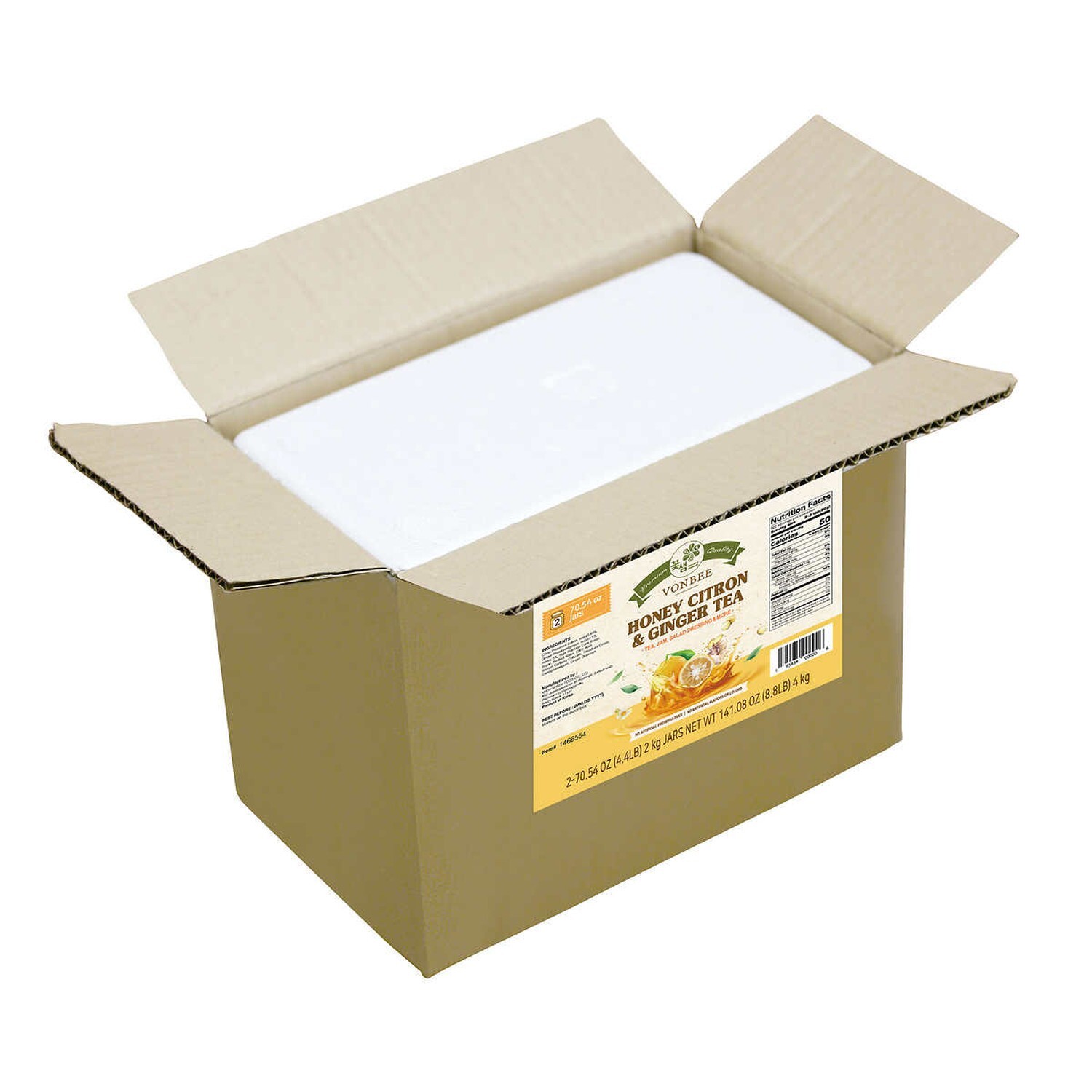 VONBEE HONEY CITRON AND & GINGER TEA BENEFITS 4.4 LB 2 JARS ~ 8.8 POUNDS TOTAL ~