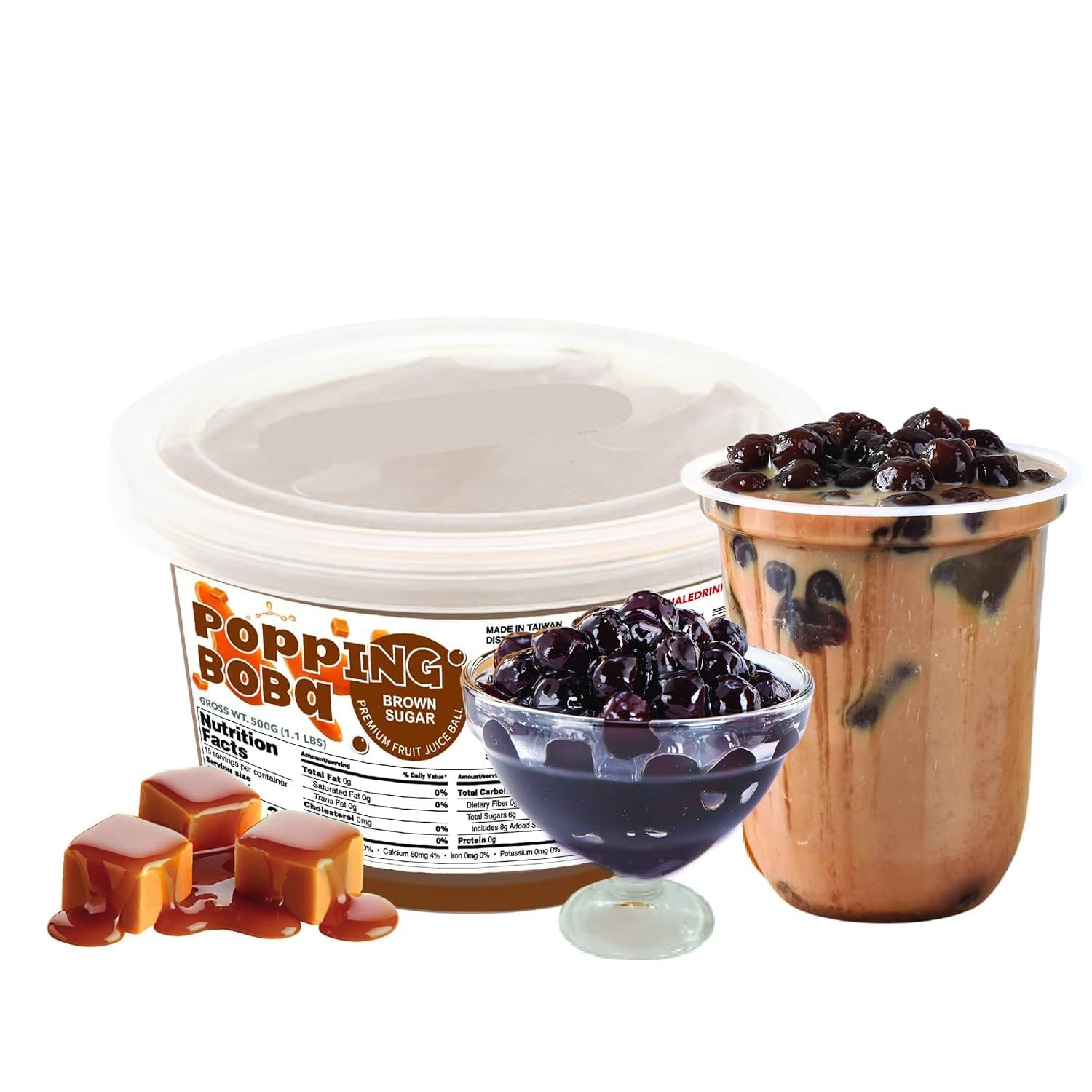 Fanale Brown sugar Popping Boba Pearls, Vegan, Non GMO, Gluten Free, Fat Free…