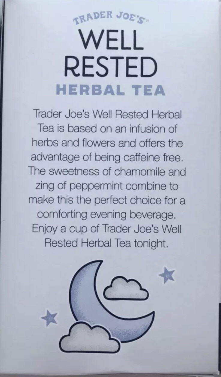 3 Packs Trader Joe’s Well Rested Herbal Tea 20 Tea Bags 1.09 oz Each Pack