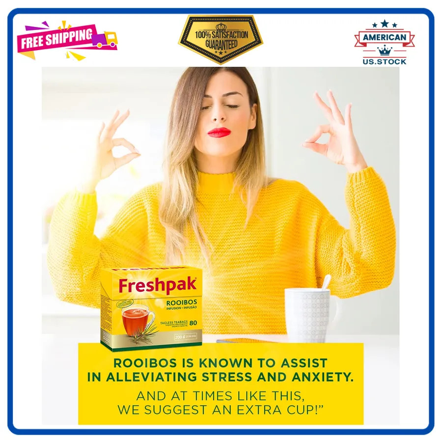 Freshpak Rooibos Tea 80 Tagless Teabags South African Premium Caffeine Free