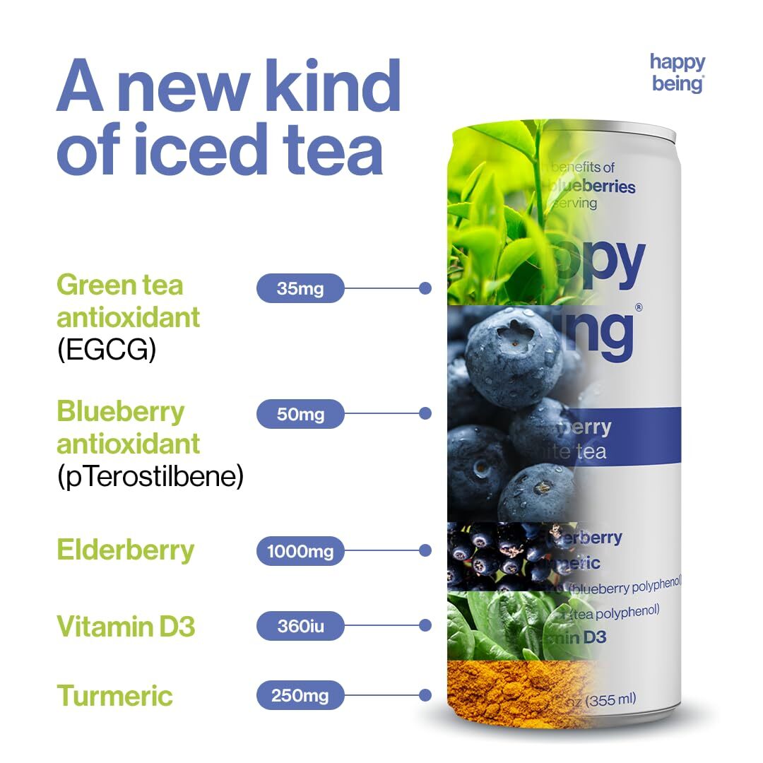 Nutrient-Rich Organic Blueberry White Tea,Low Calorie&Low Sugar drinks,4 Pack…
